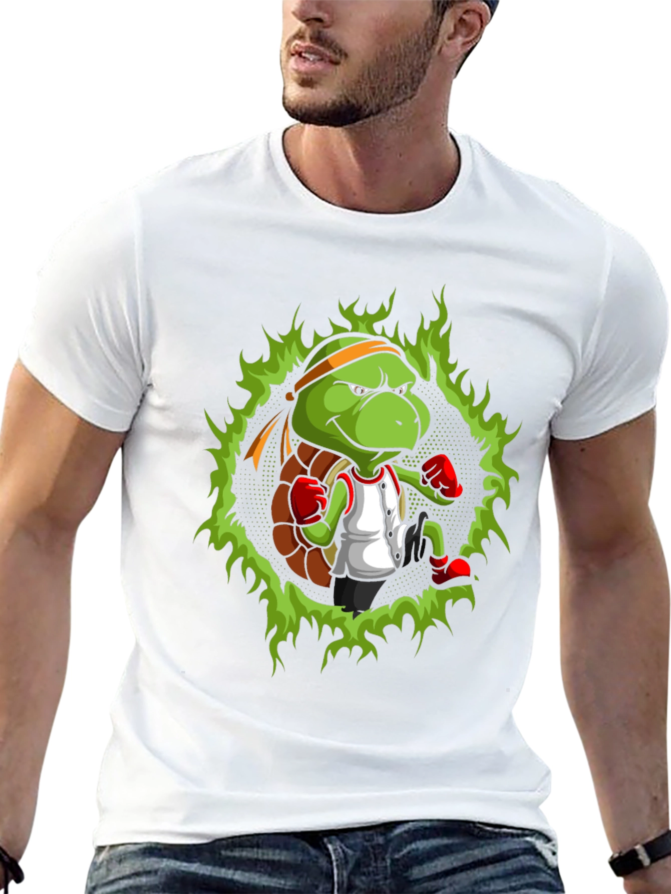 Black Turtle Ninja Boxer T-Shirt - Cool Cartoon Design view 13
