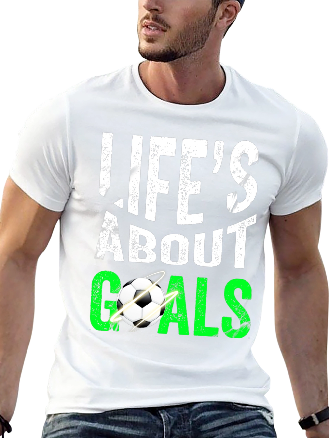 Black Life's About Goals Soccer Graphic T-Shirt view 13