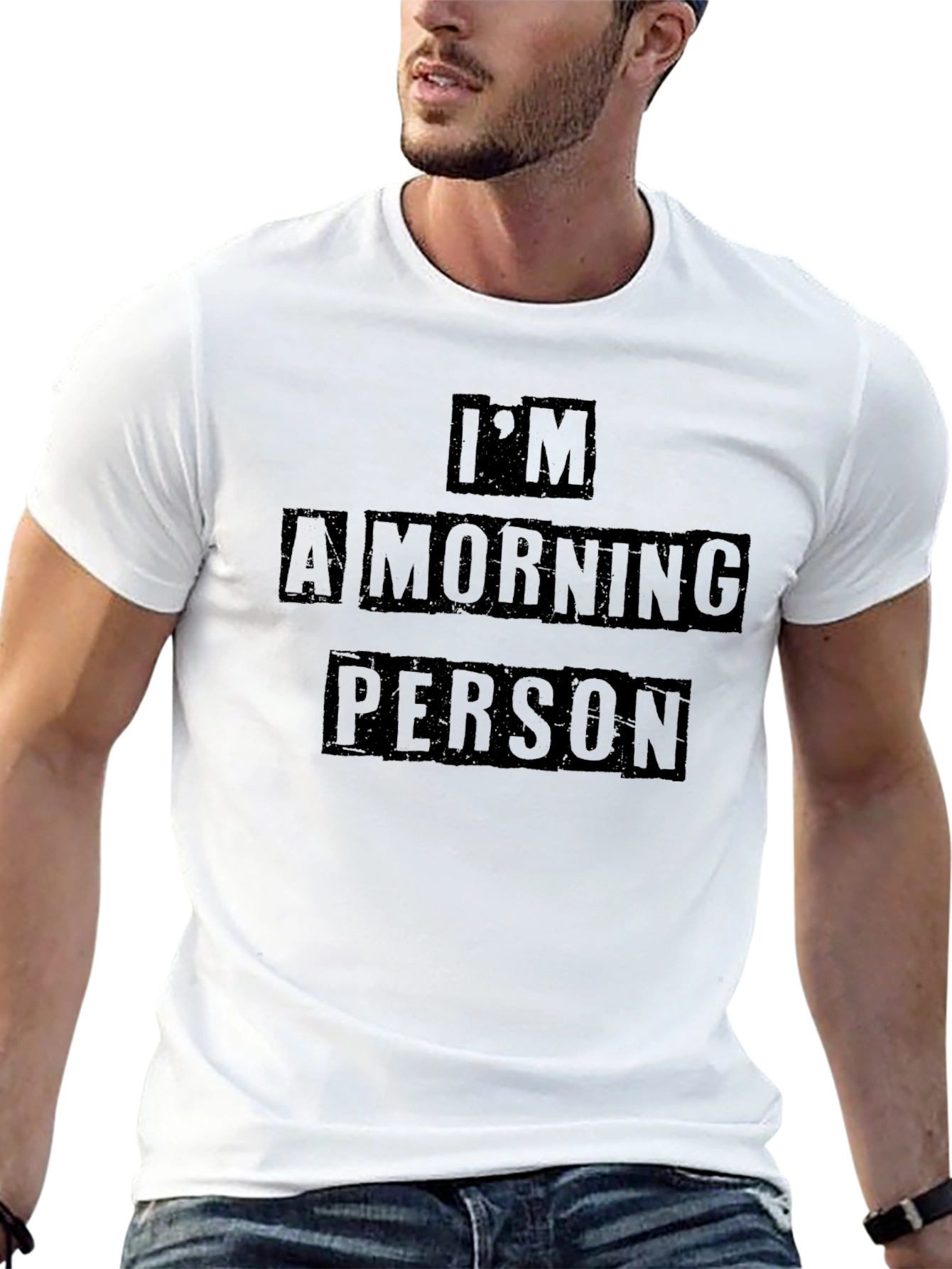 Black I'm A Morning Person Graphic Tee - Black Cotton Blend T-Shirt view 13