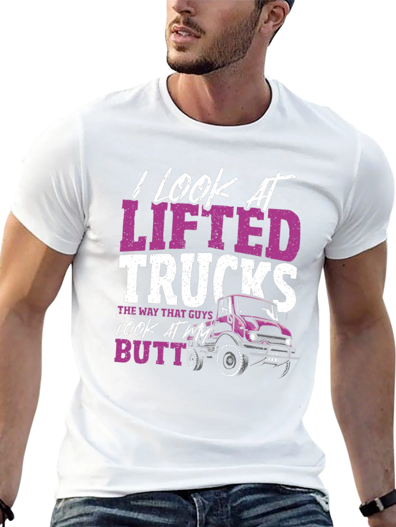 Black I Look At Lifted Trucks T-Shirt view 13