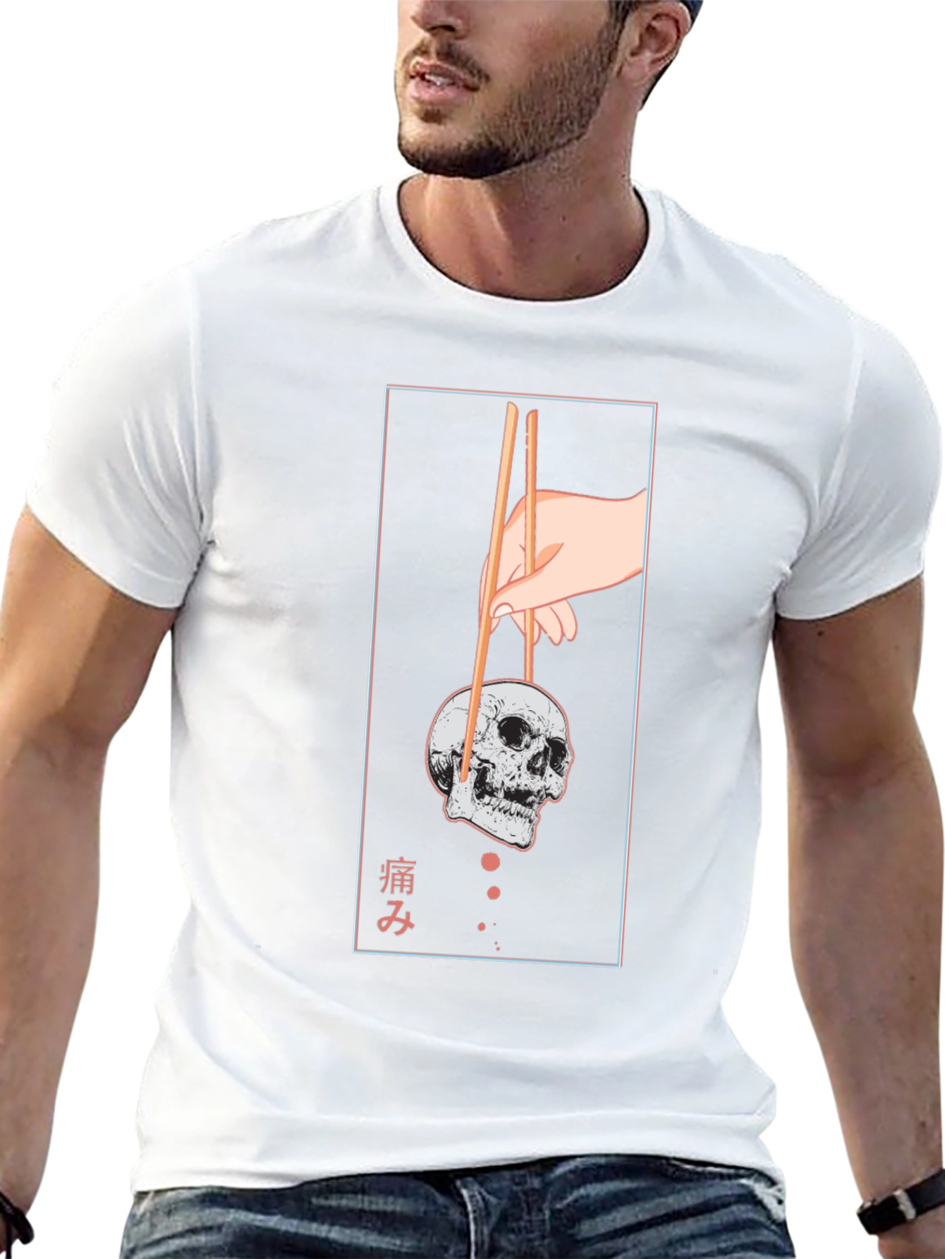 Black Skull Chopsticks Graphic Tee view 13