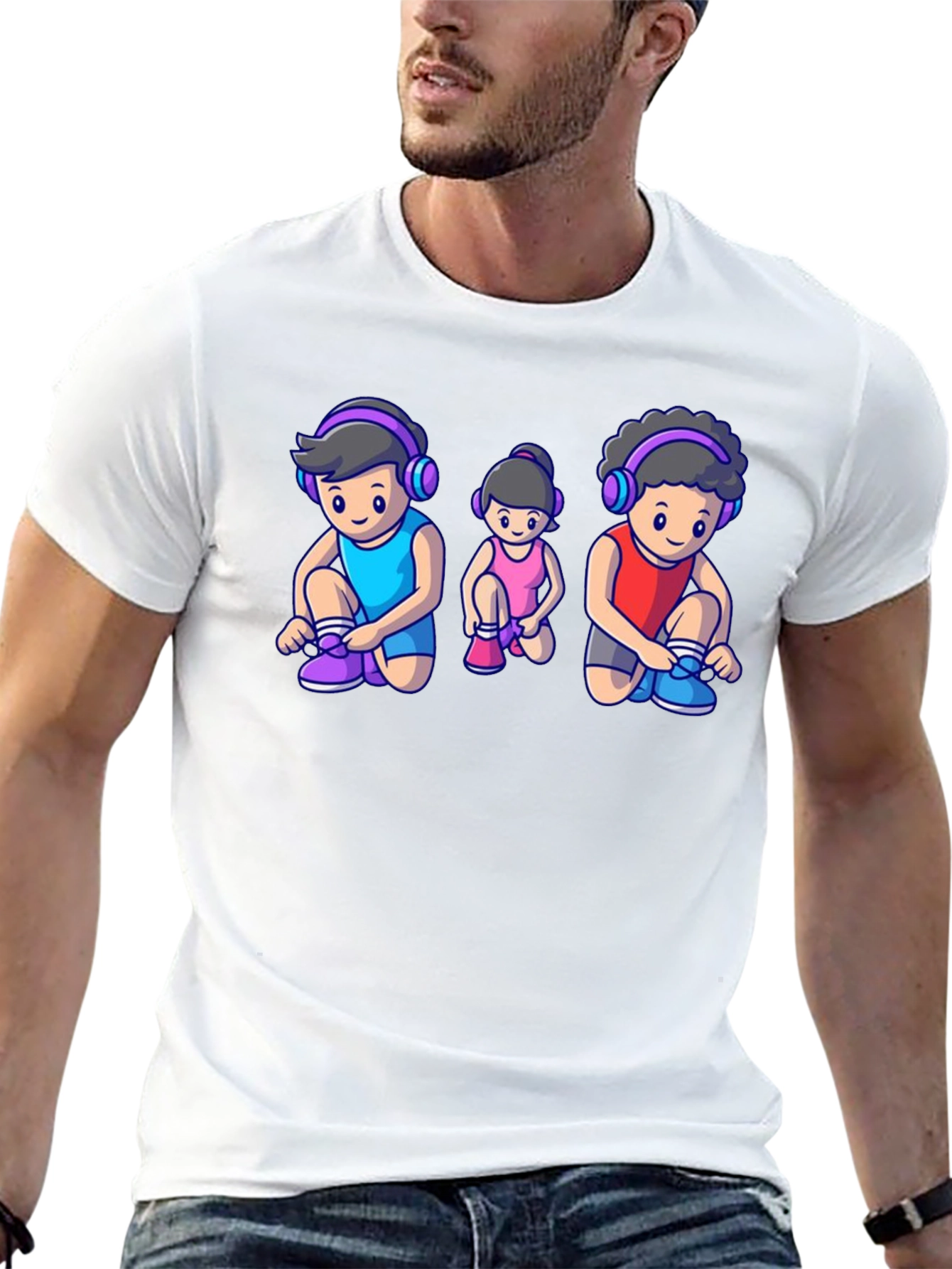 Black Cartoon Family Black T-Shirt view 13