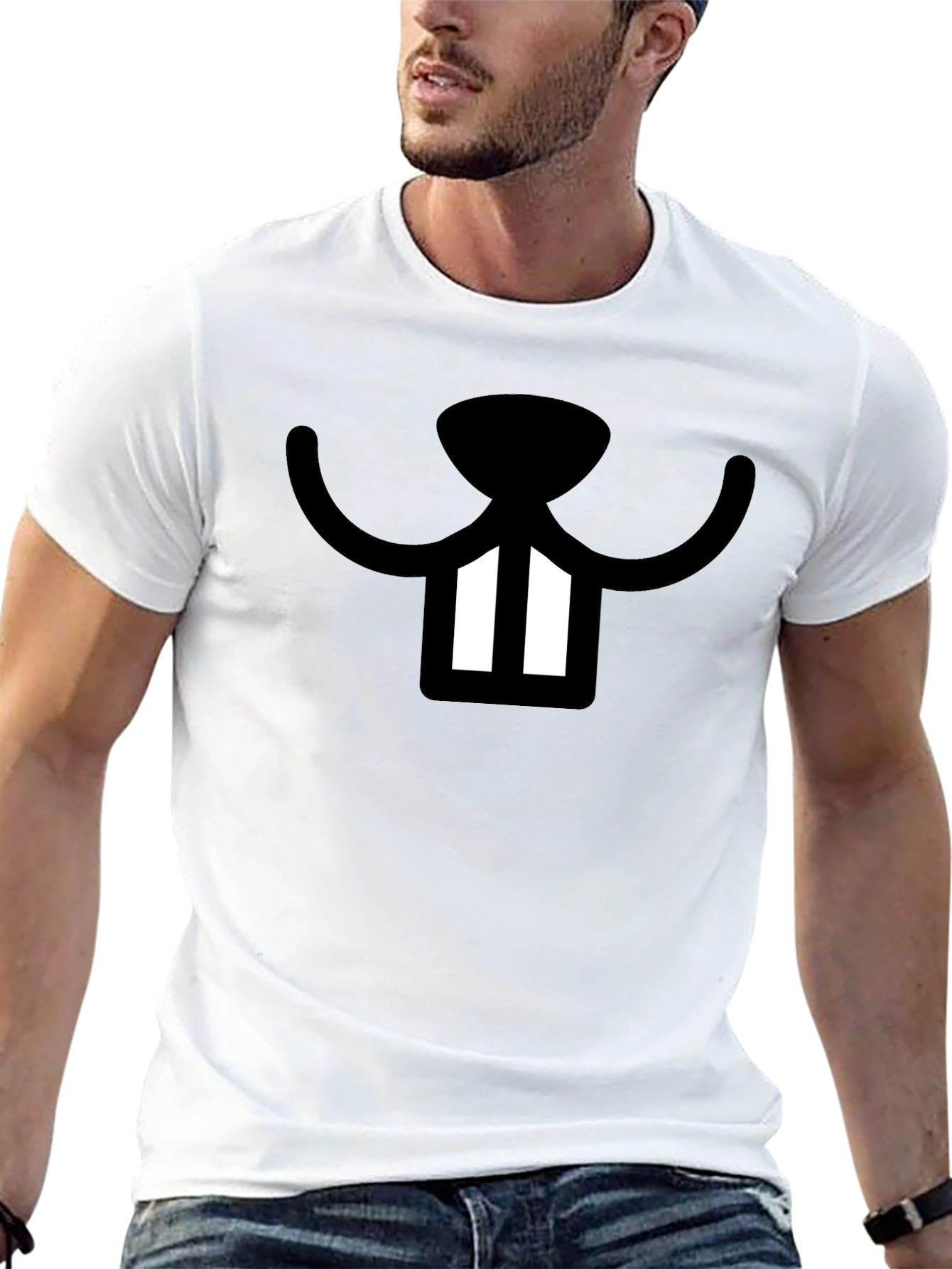 Black Funny Beaver Teeth Graphic T-Shirt - Black view 13