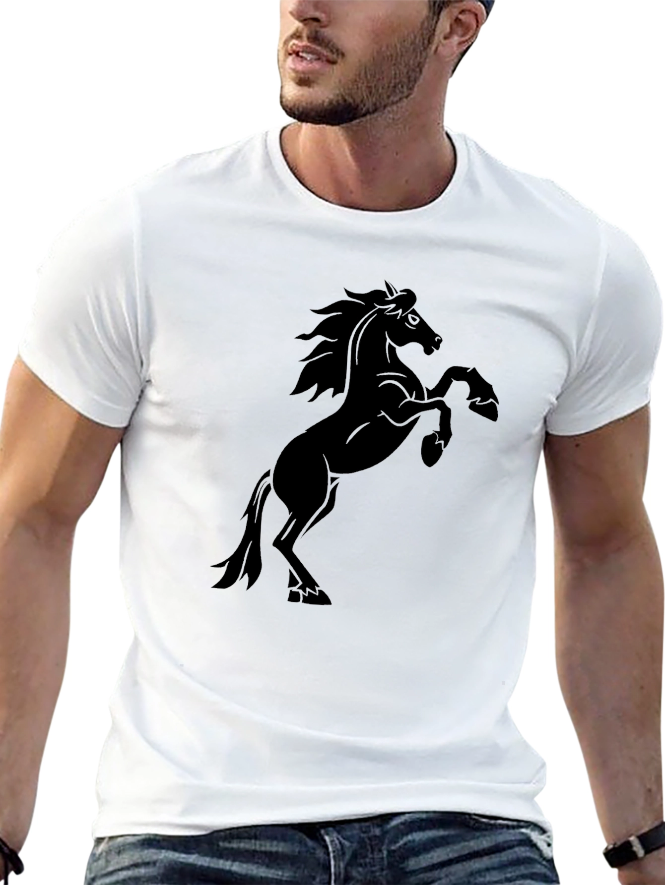 Black Black Horse Graphic Tee | Men's Classic Fit T-Shirt view 13