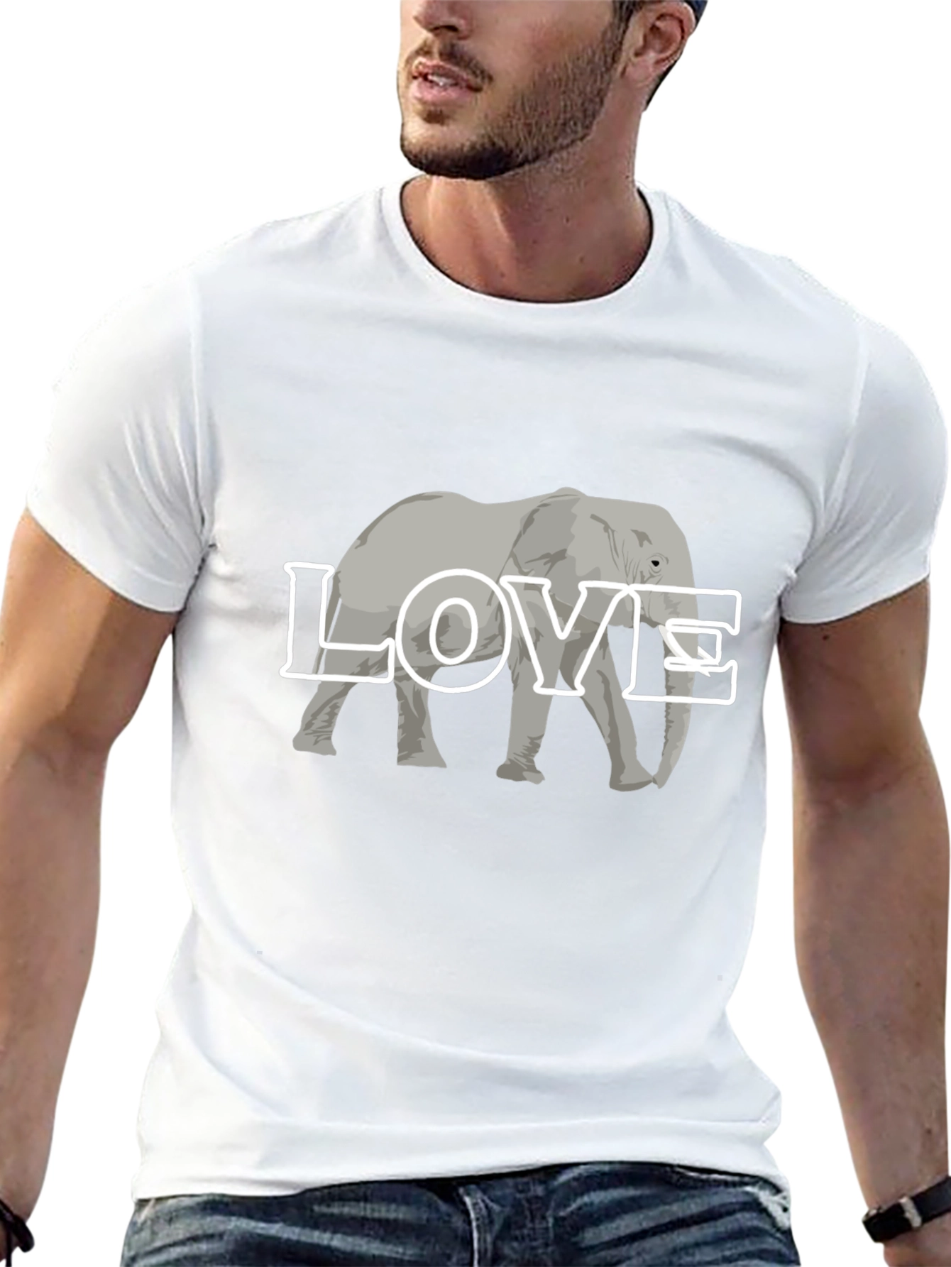 Black Elephant Love Graphic Tee - Black Cotton T-Shirt view 13