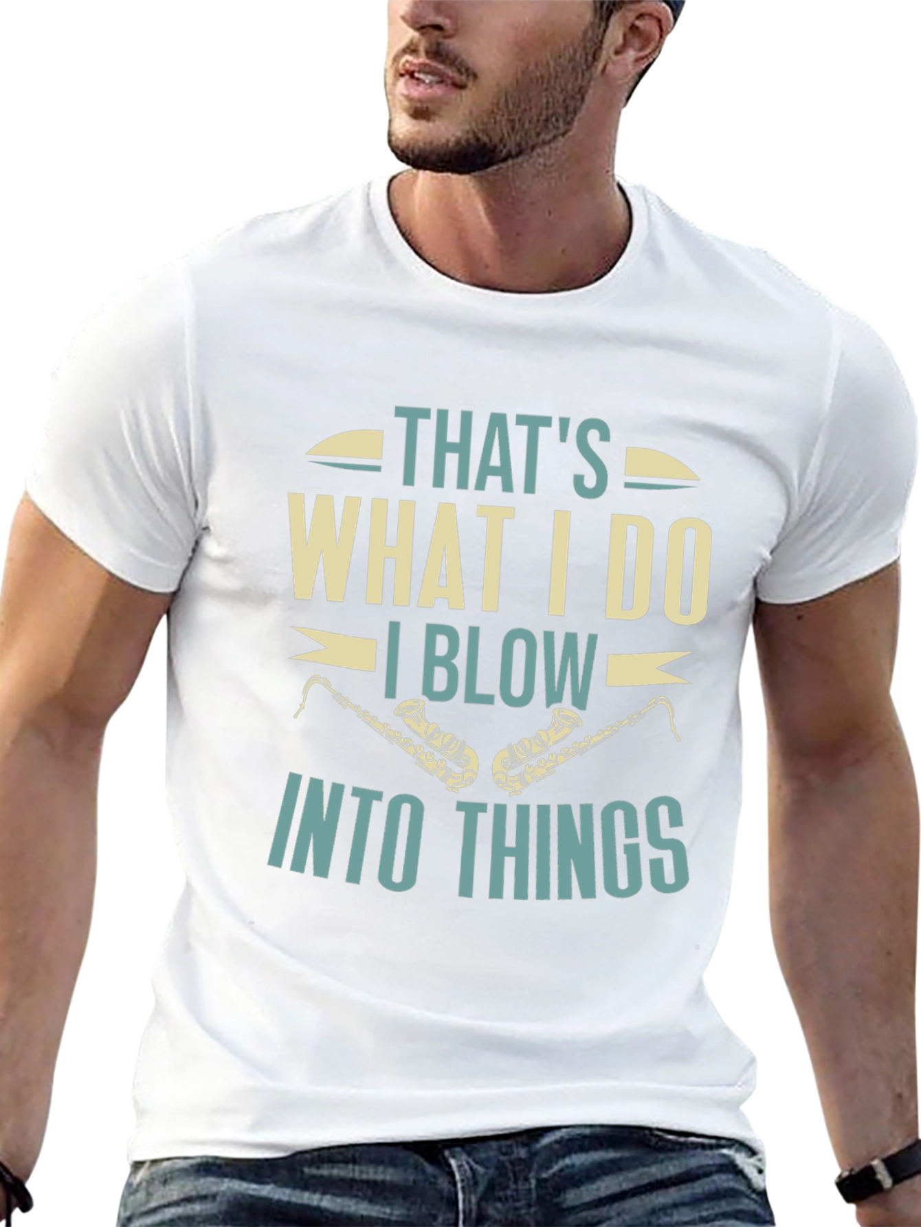 Black That's What I Do I Blow Into Things Black T-Shirt view 13