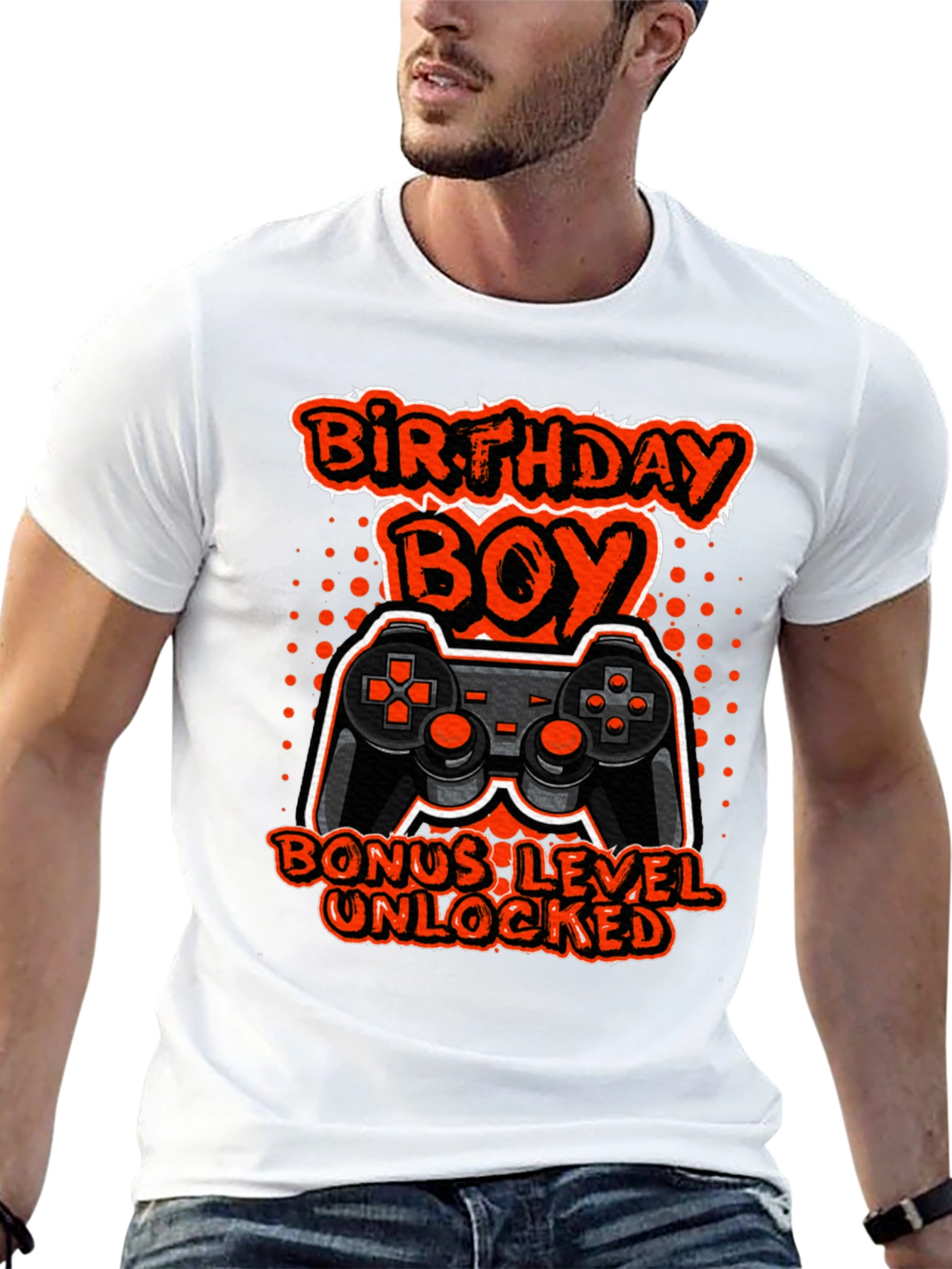 Black Birthday Boy Bonus Level Unlocked Gamer T-Shirt view 13