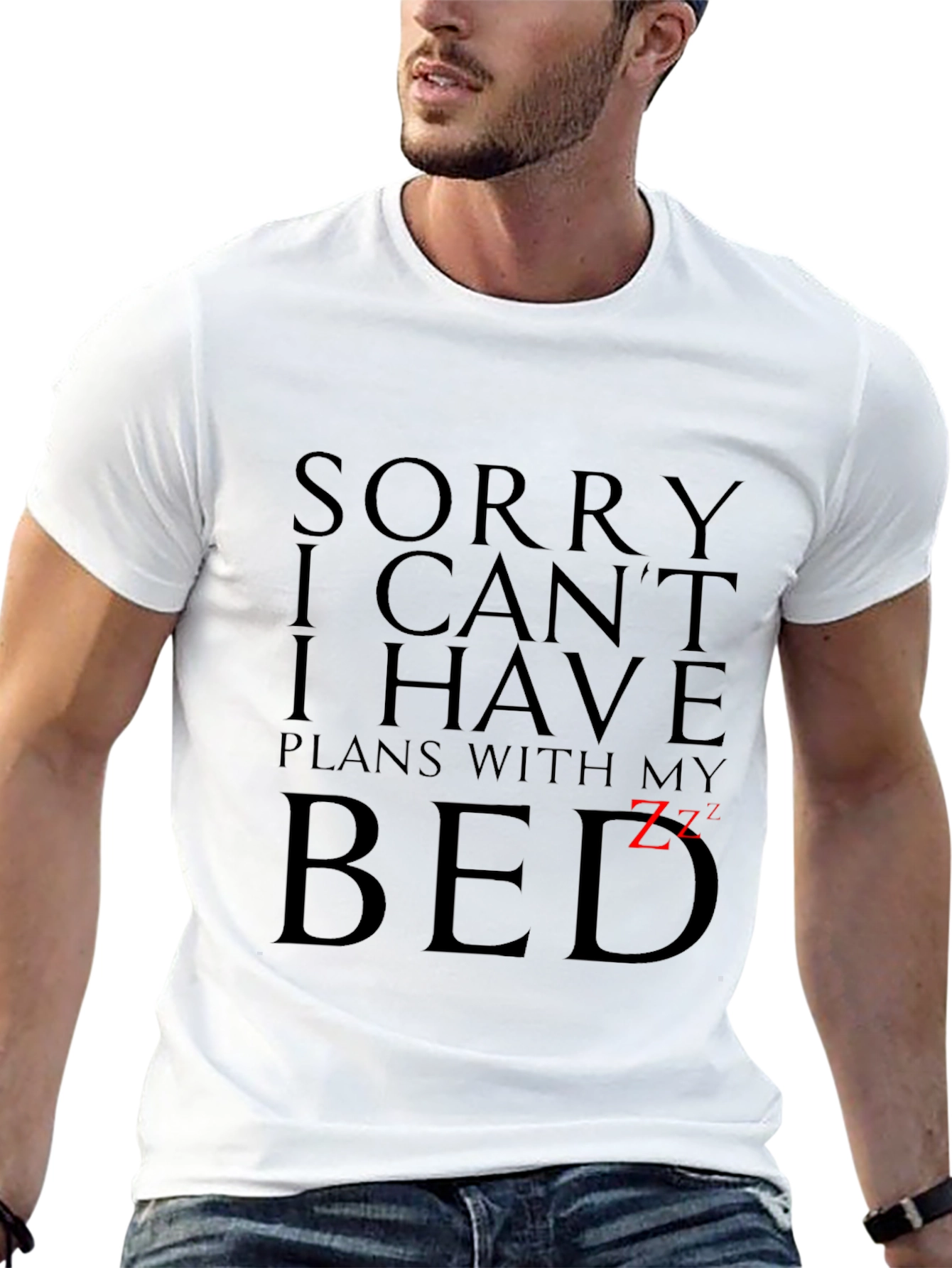 Black Funny "Plans With My Bed" Graphic Tee view 13