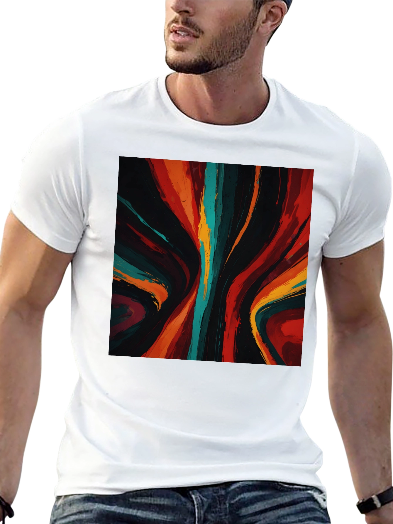 Black Abstract Art Graphic Tee - Bold Black Shirt view 13