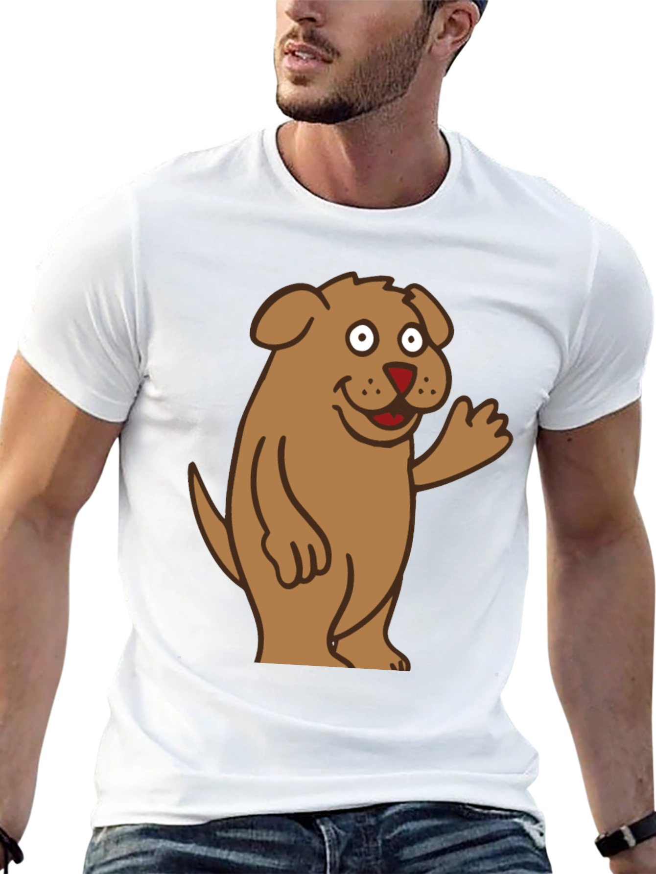 Black Funny Dog Cartoon Black T-Shirt view 13