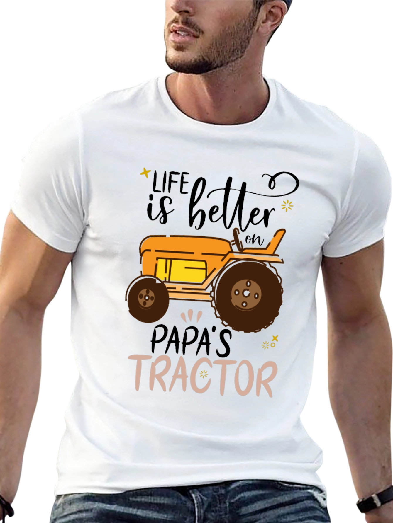 Black Life is Better on Papa's Tractor Black T-Shirt view 13