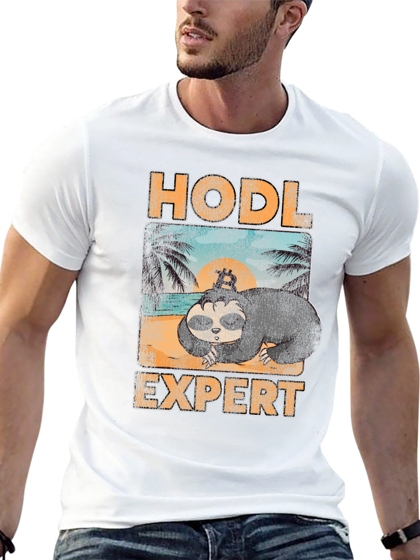 Black HODL Expert Sloth Bitcoin Crypto T-Shirt view 13