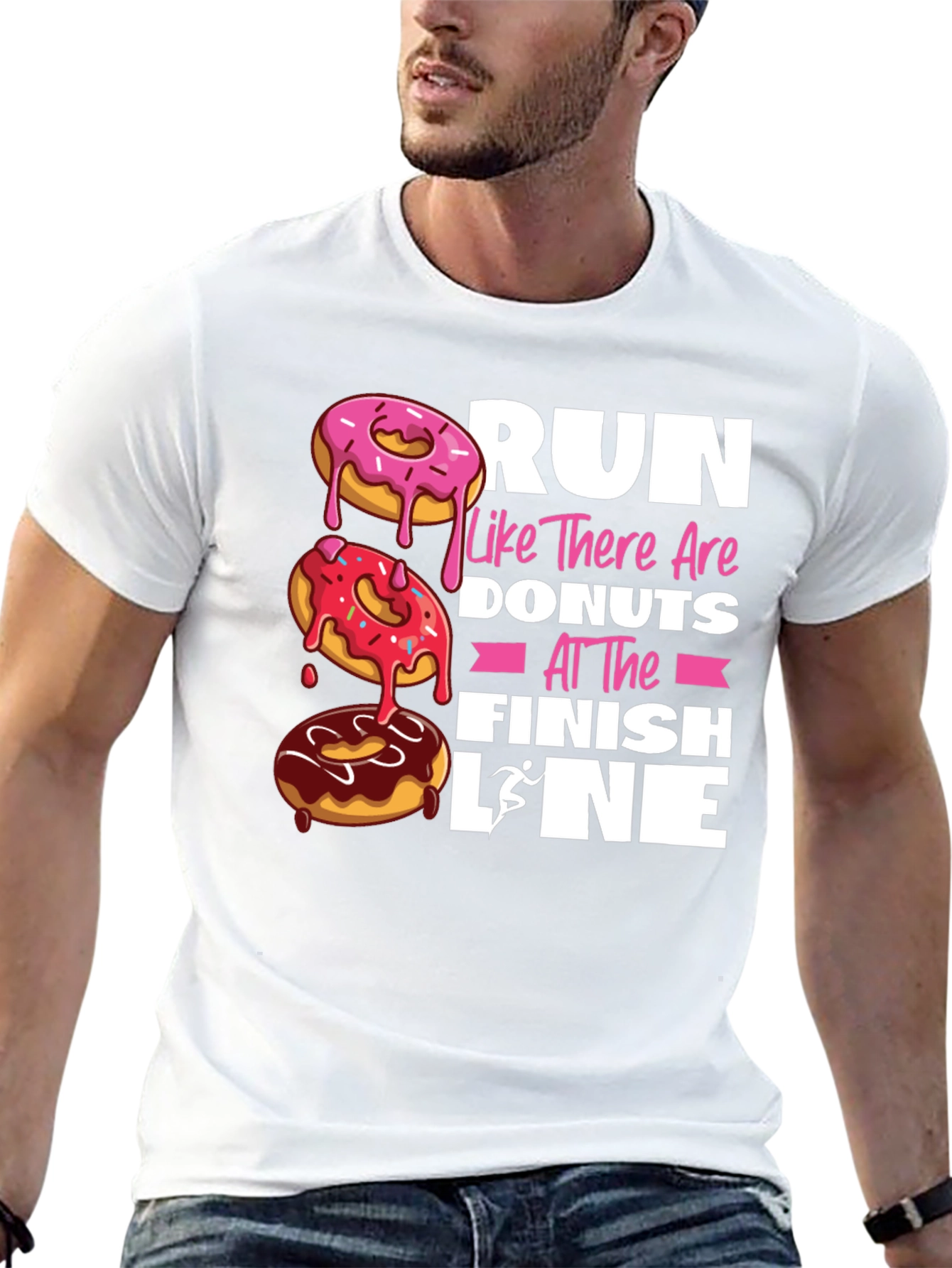 Black Run for Donuts T-Shirt - Funny Fitness Apparel view 13