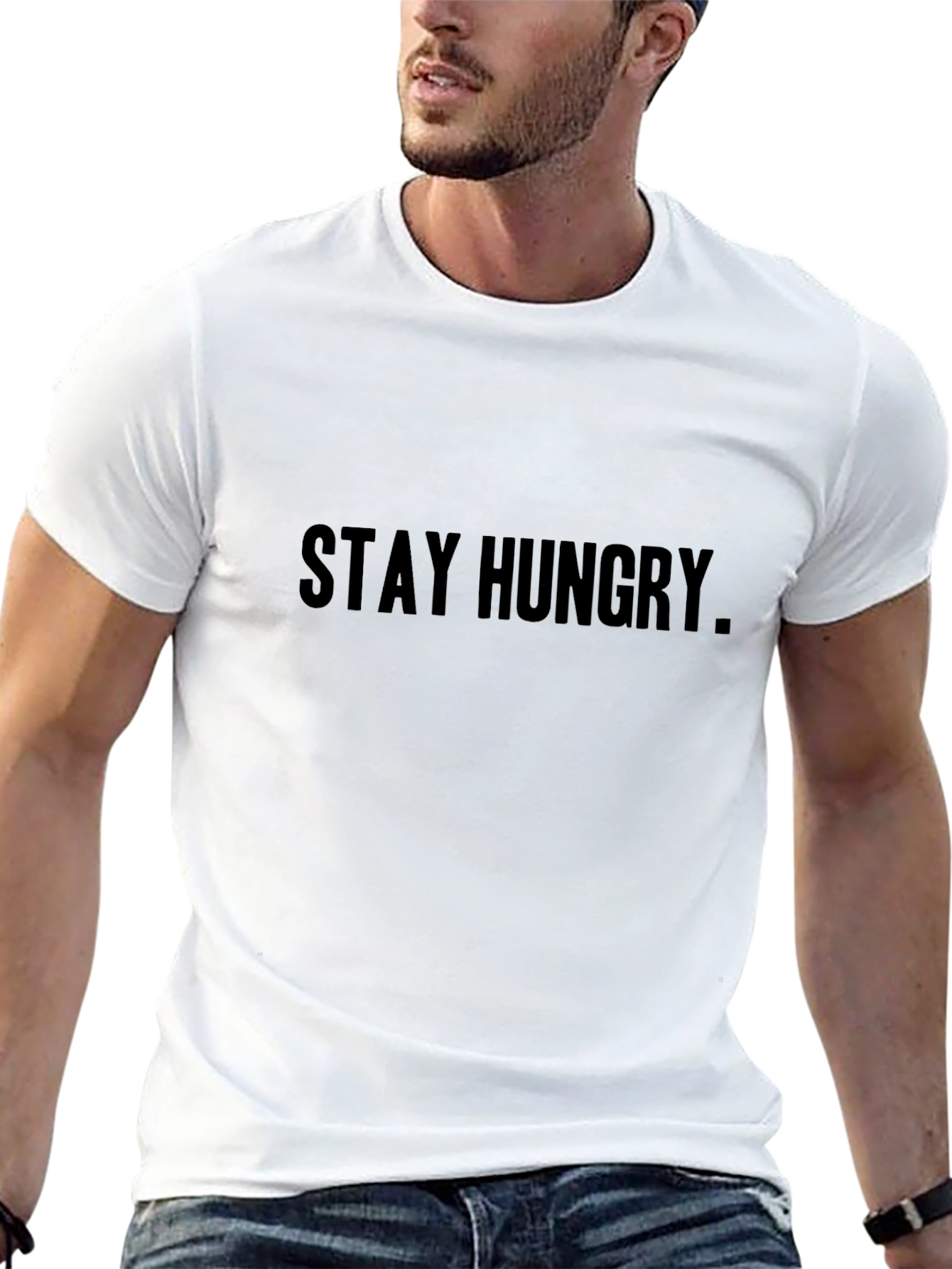 Black Stay Hungry Black Crew Neck T-Shirt - Motivational view 13