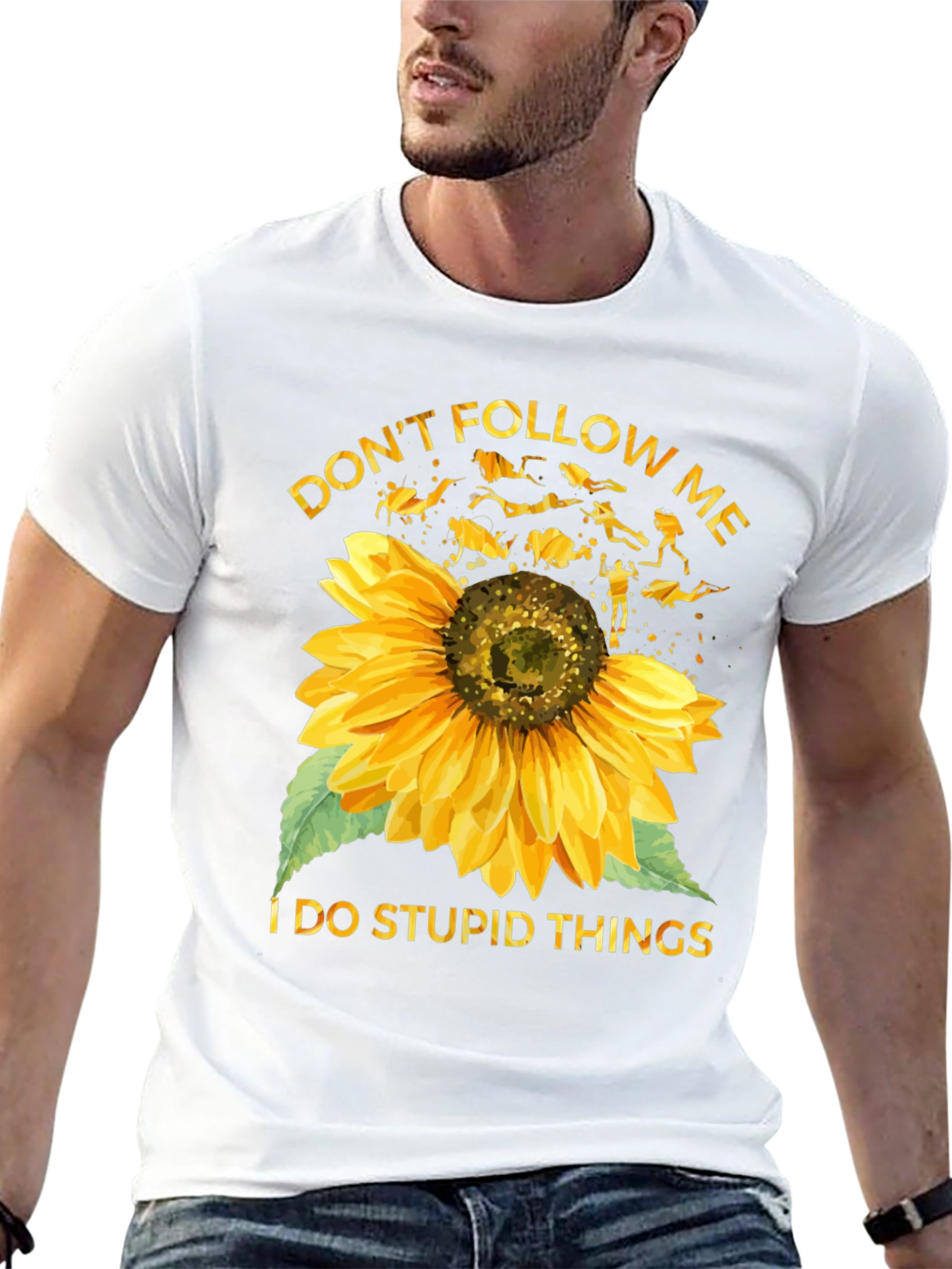 Black Don't Follow Me Sunflower Scuba Diving T-Shirt view 13