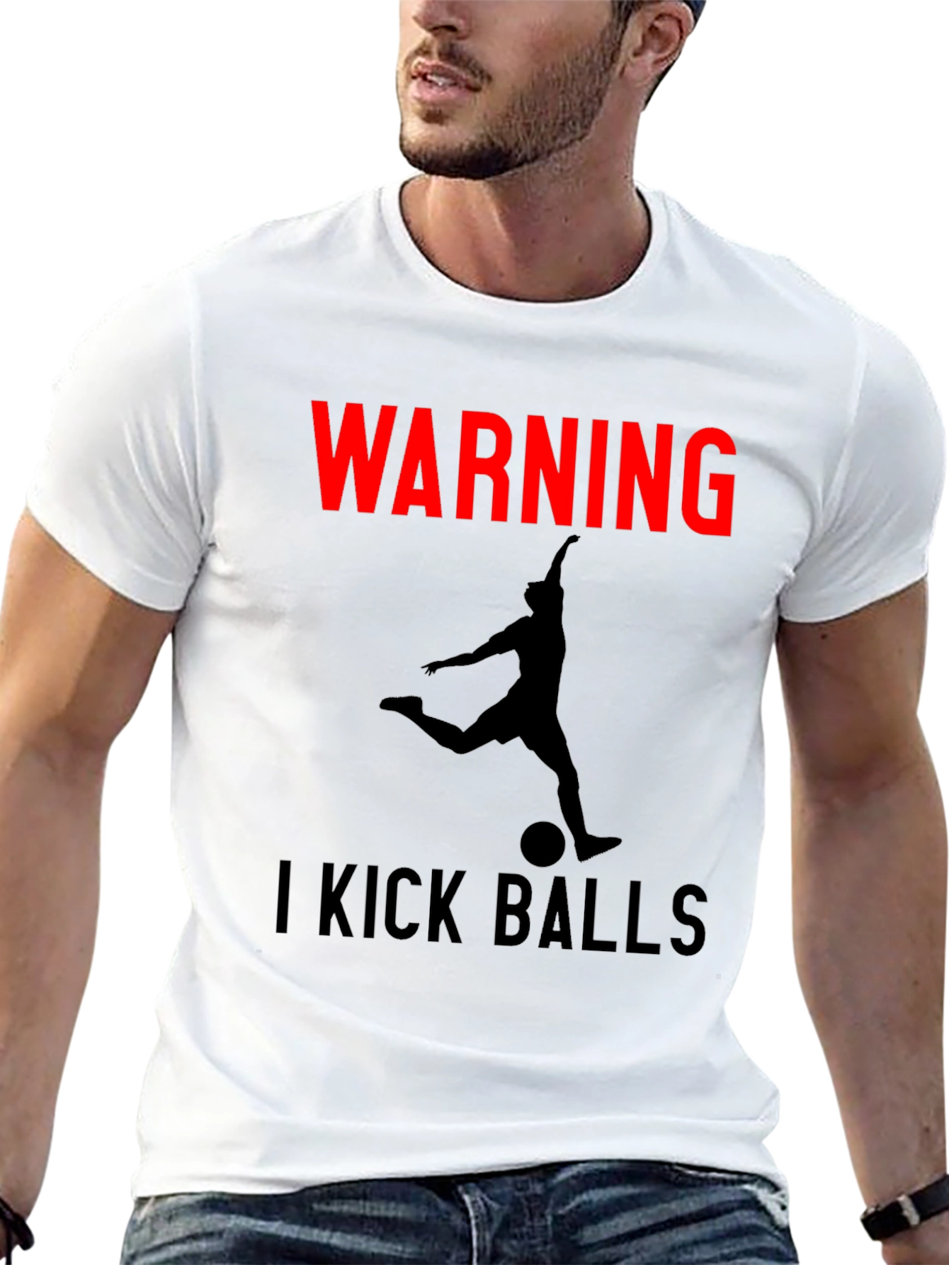 Black Warning: I Kick Balls Graphic T-Shirt - Soccer Inspired view 13