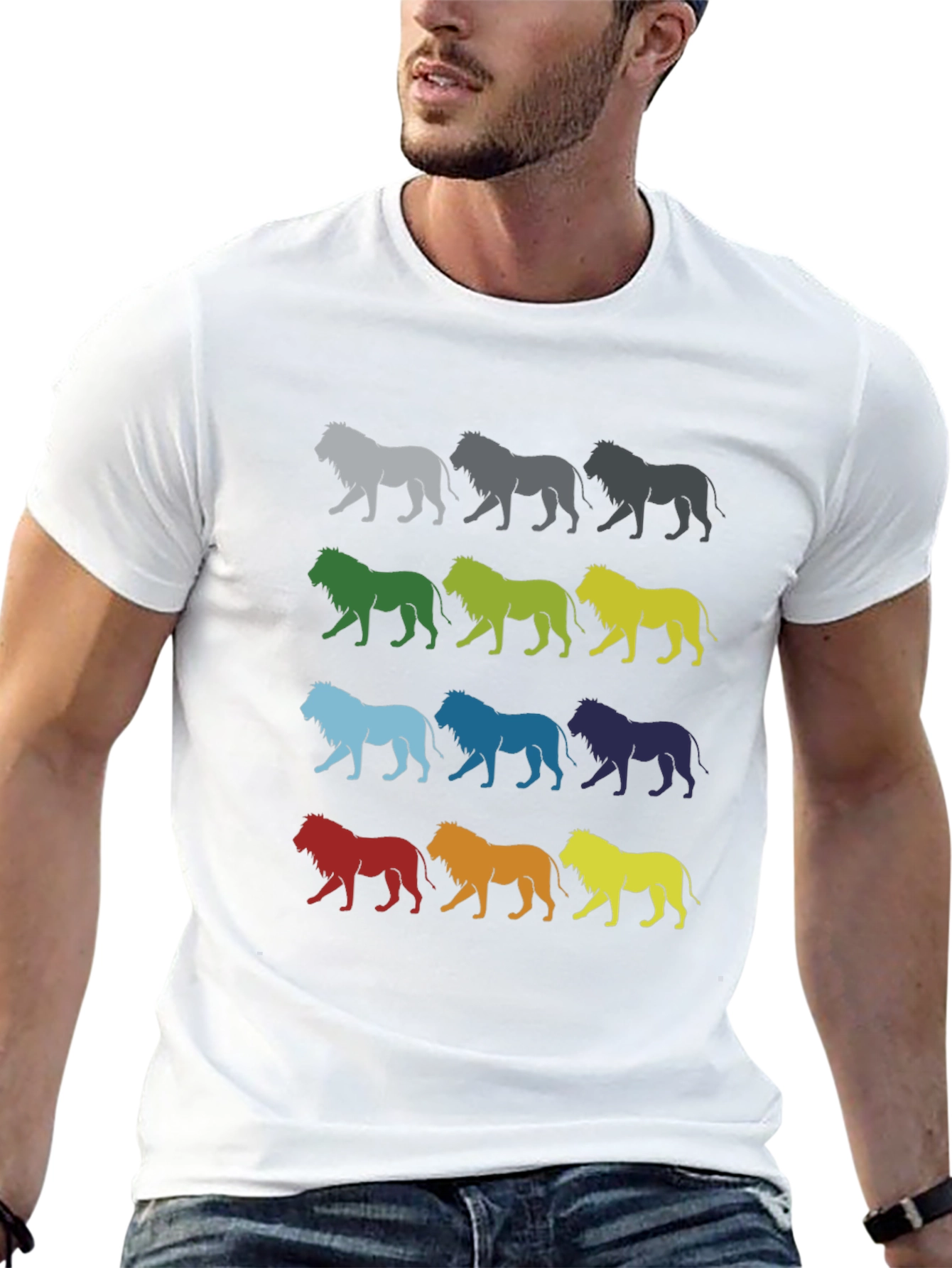 Black Colorful Lion Graphic Tee - Unique Design view 13