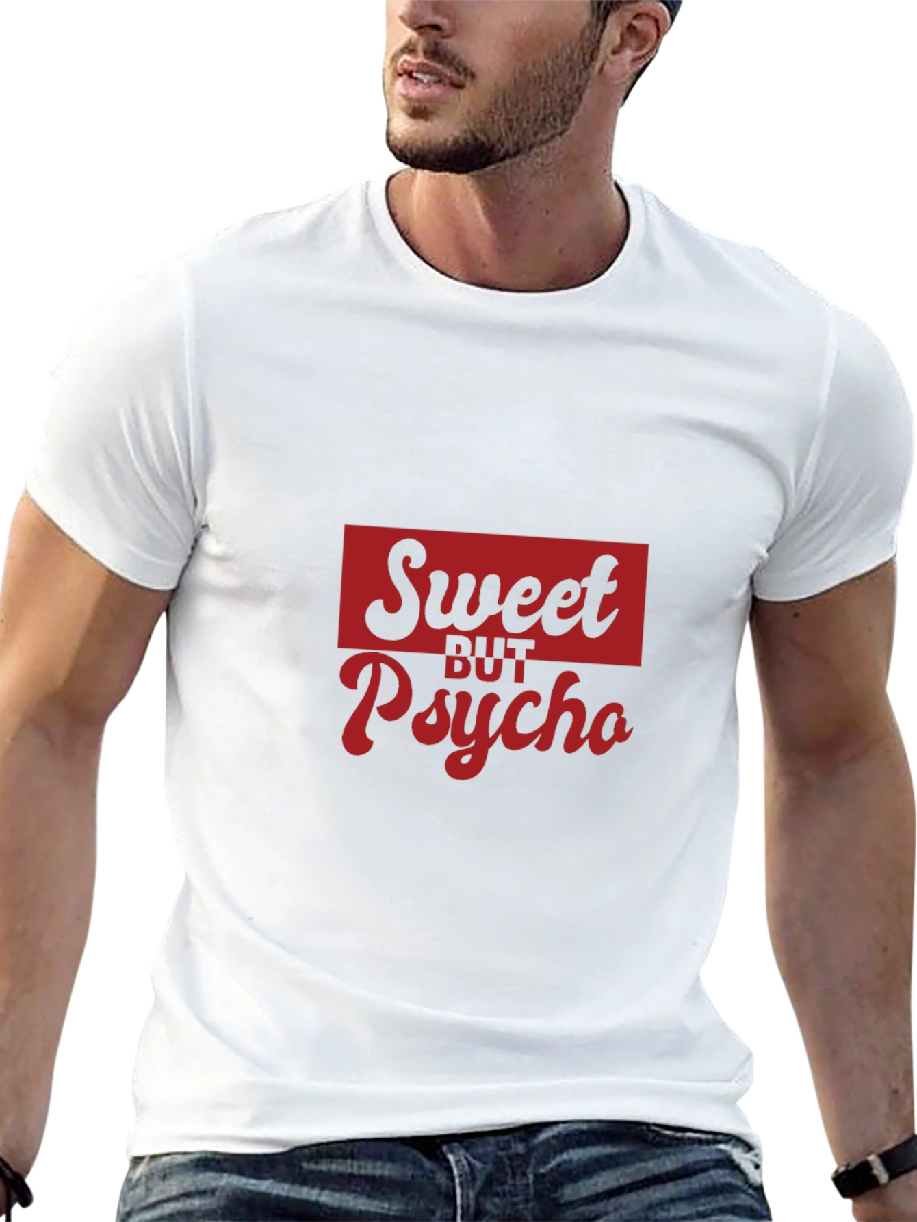 Black Sweet But Psycho Graphic Tee - Black Cotton T-Shirt view 13