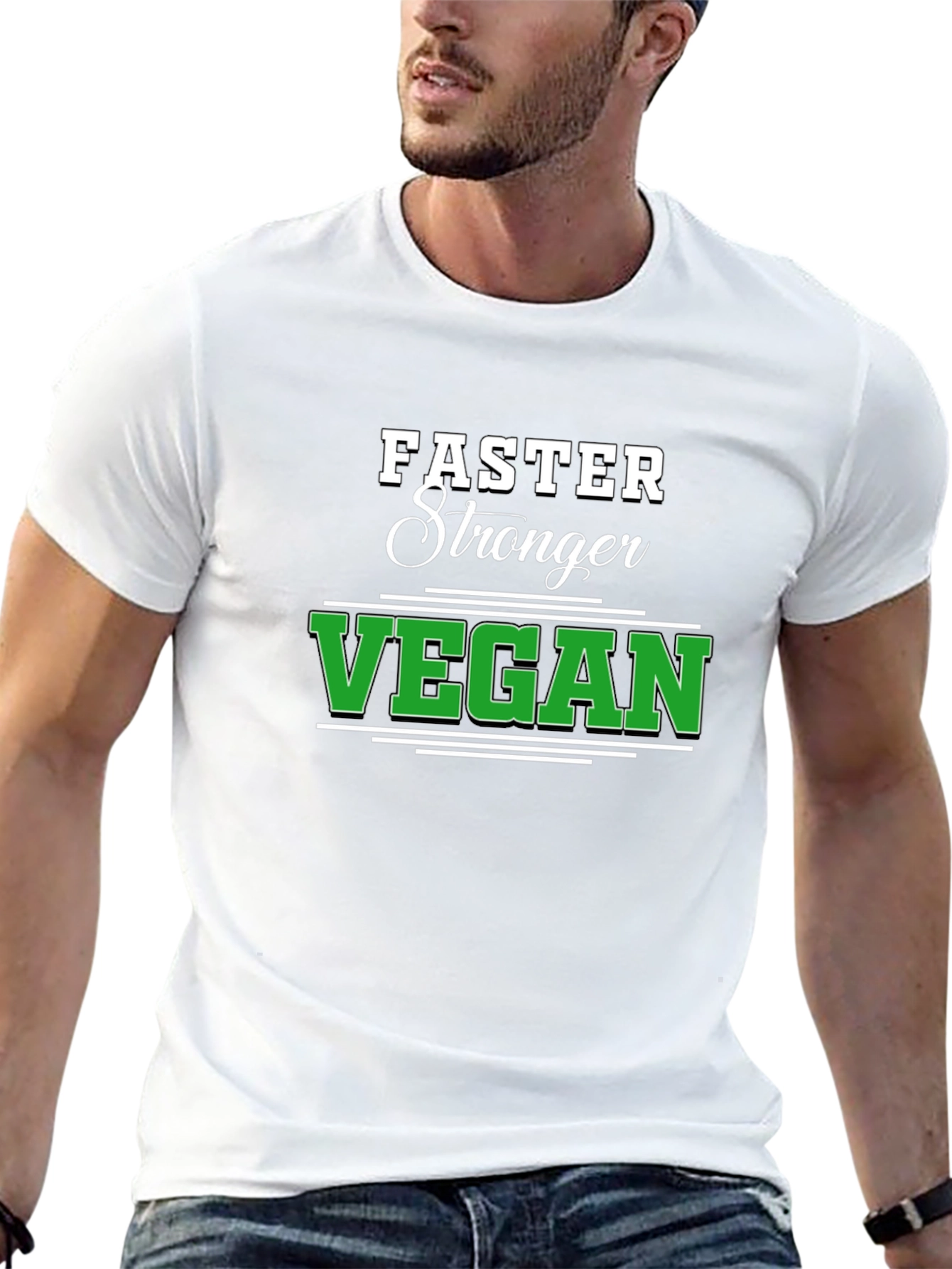 Black Faster Stronger Vegan Black T-Shirt view 13