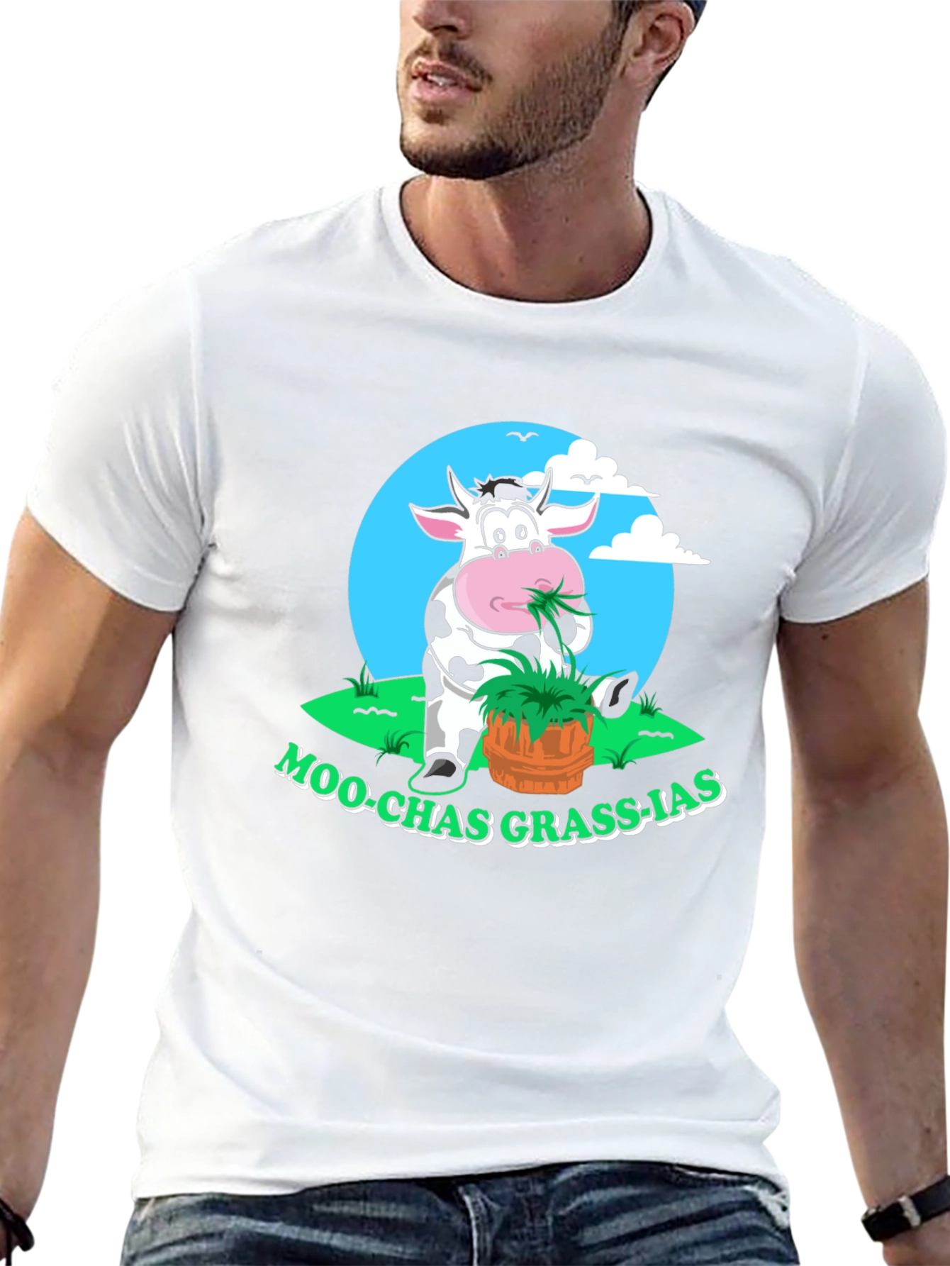 Black Moo-chas Grass-ias Funny Cow Graphic Tee view 13