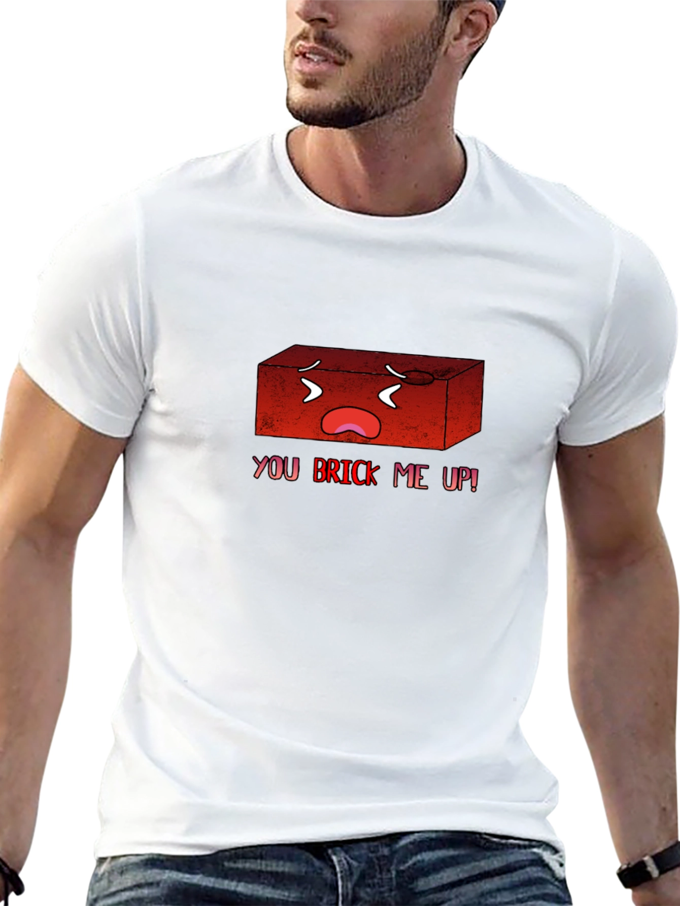 Black You Brick Me Up! Funny Graphic T-Shirt view 13