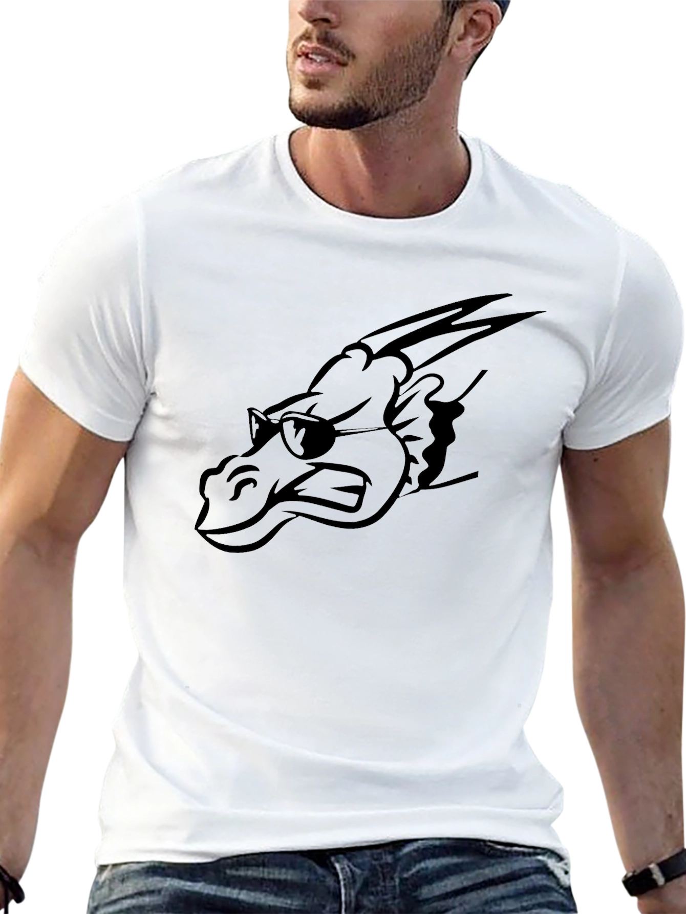 Black Cool Dragon Graphic Tee - Men's Black T-Shirt view 13