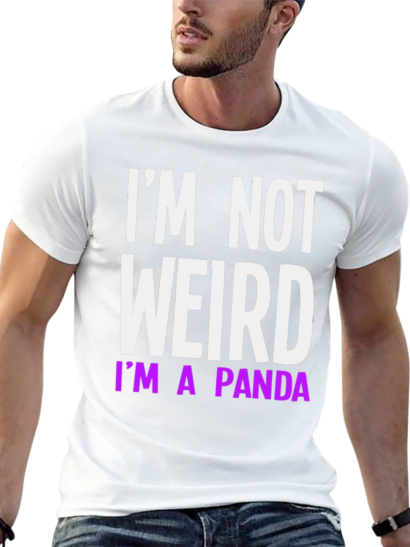 Black Funny "I'm Not Weird, I'm A Panda" Black T-Shirt view 13