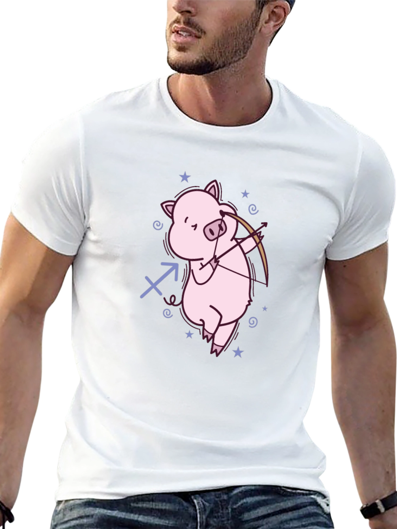 Black Sagittarius Pig Black T-Shirt view 13