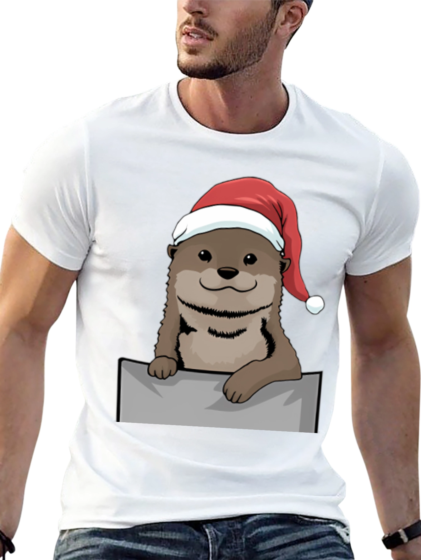 Black Festive Otter Graphic Tee - Holiday Edition view 13