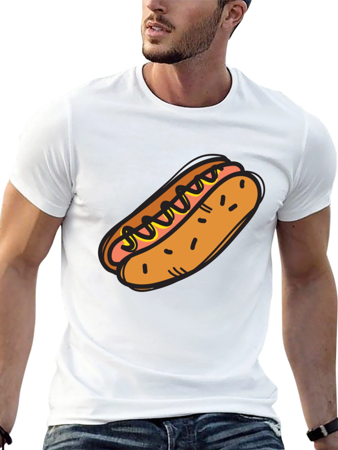 Black Hot Dog Graphic Tee - Novelty T-Shirt view 13