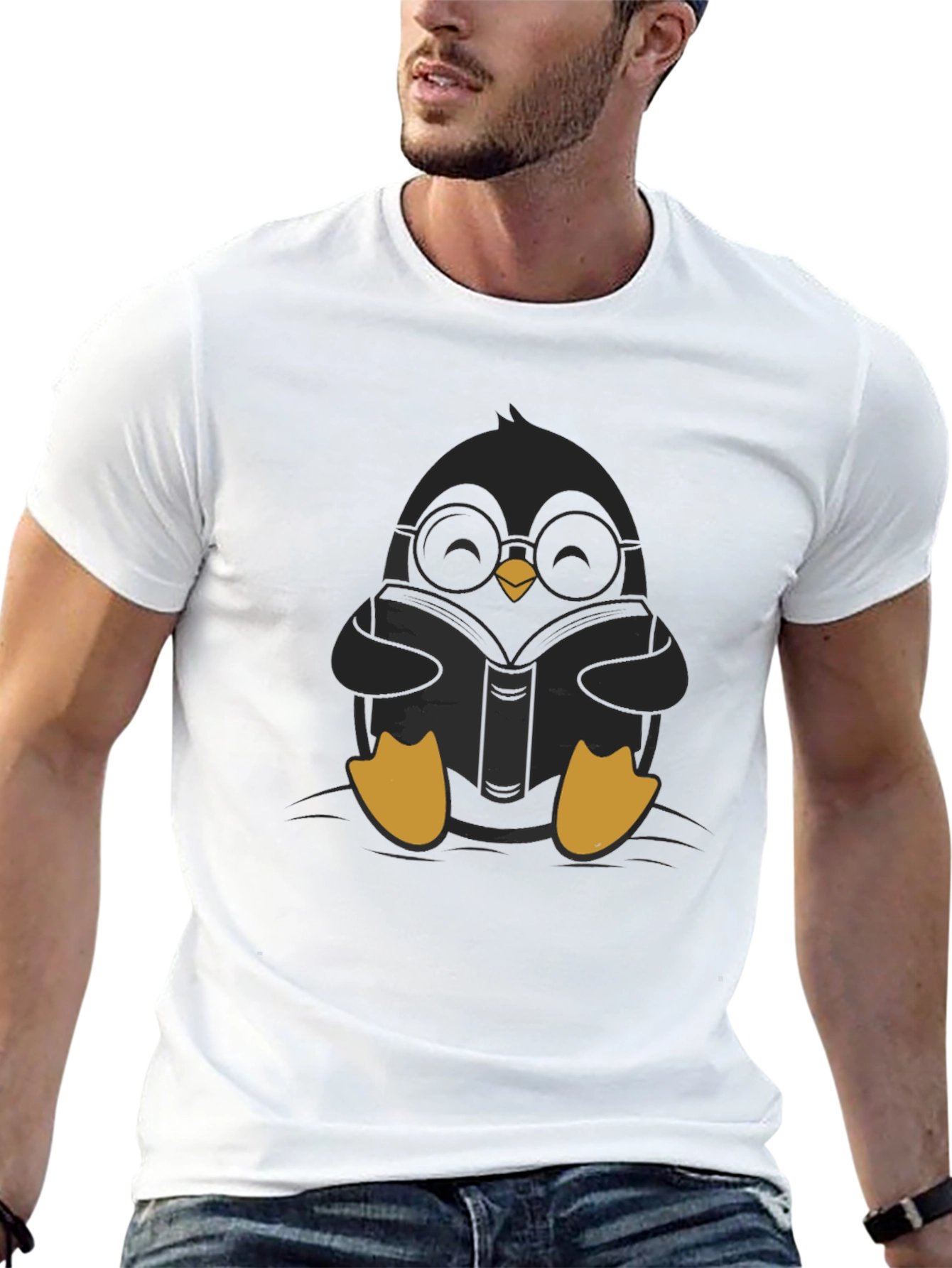 Black Bookish Penguin Graphic Tee - Stylish & Unique view 13