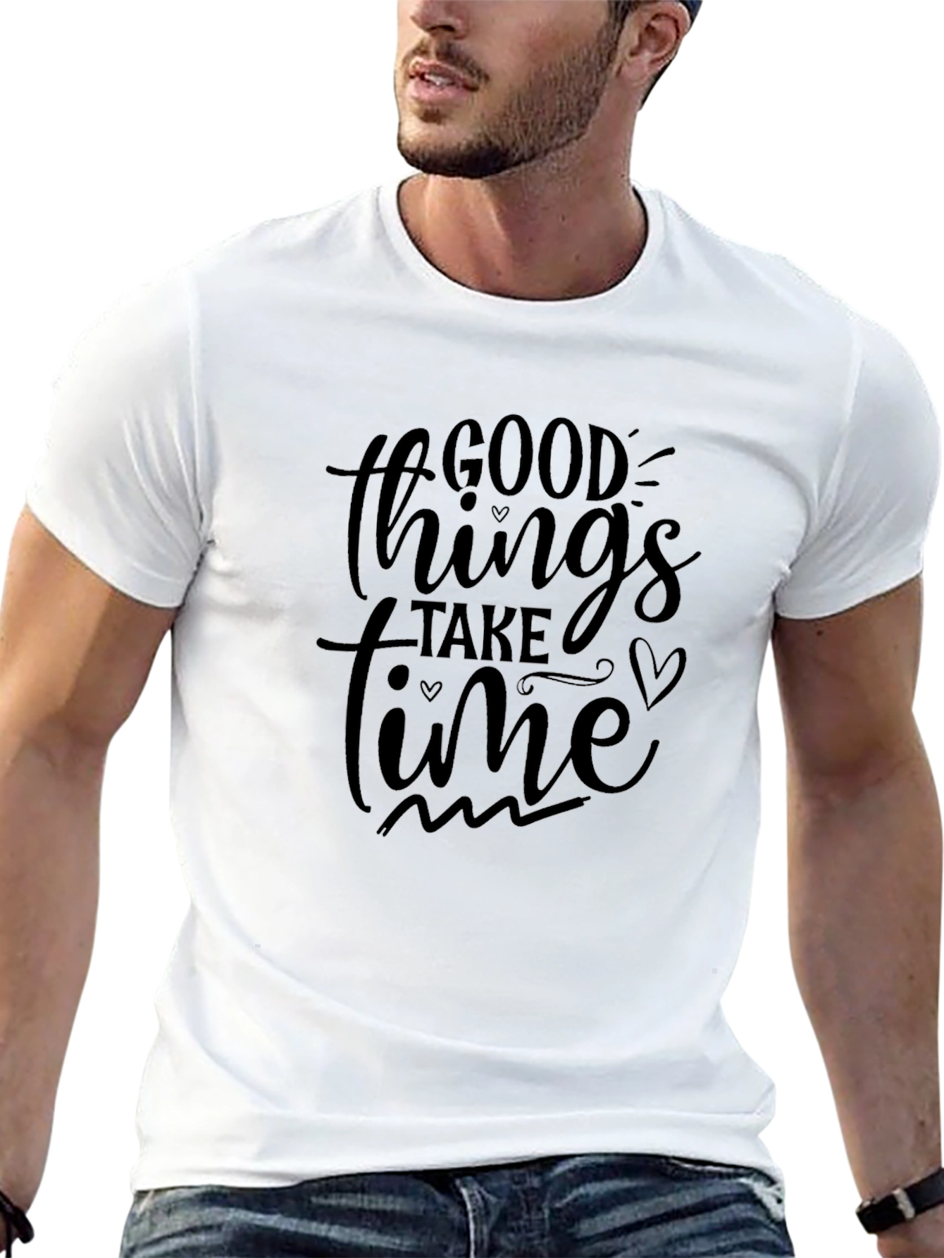 Black Good Things Take Time Graphic Tee view 13