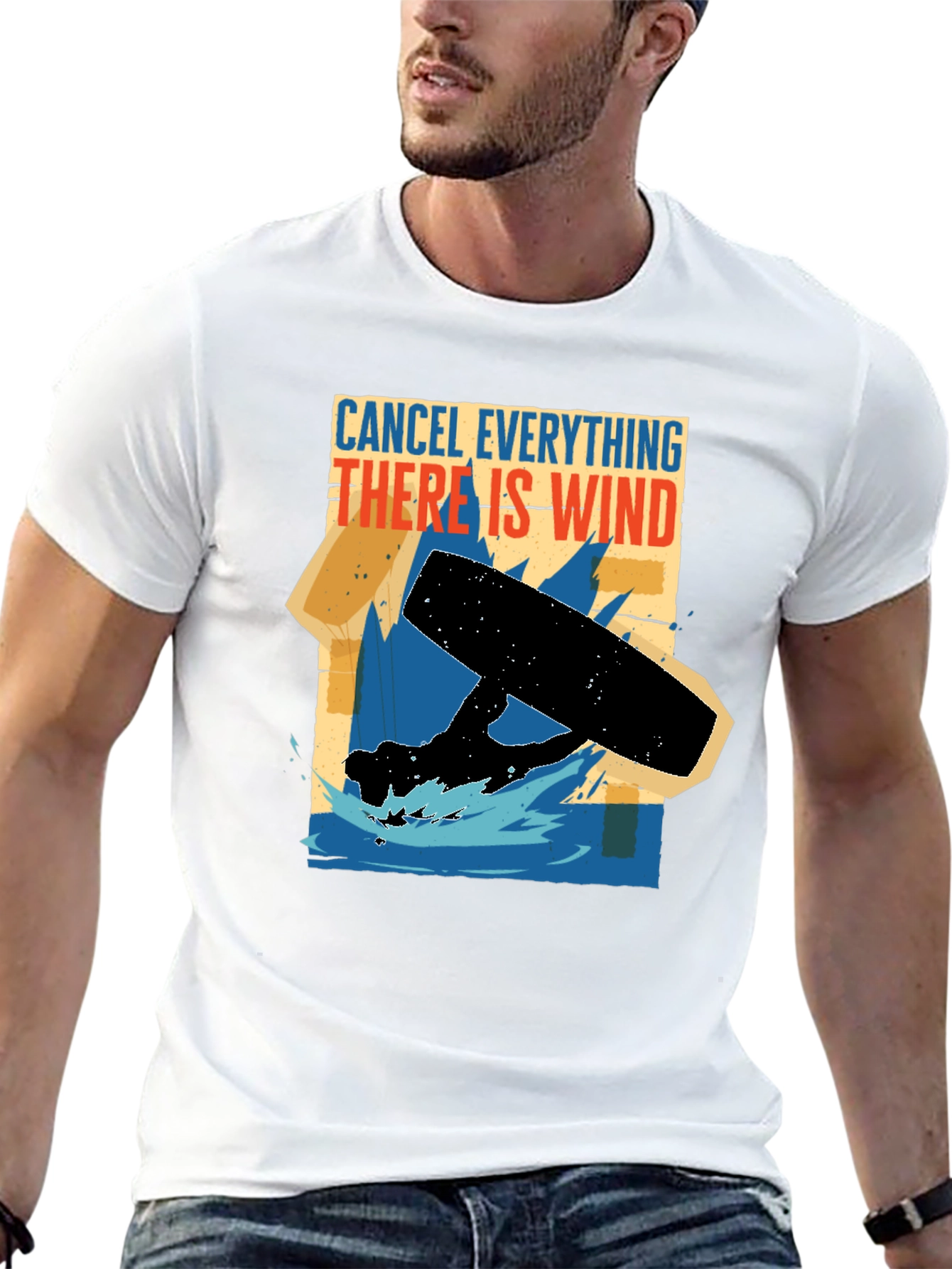 Black Cancel Everything Wind T-Shirt - Kitesurfing Apparel view 13