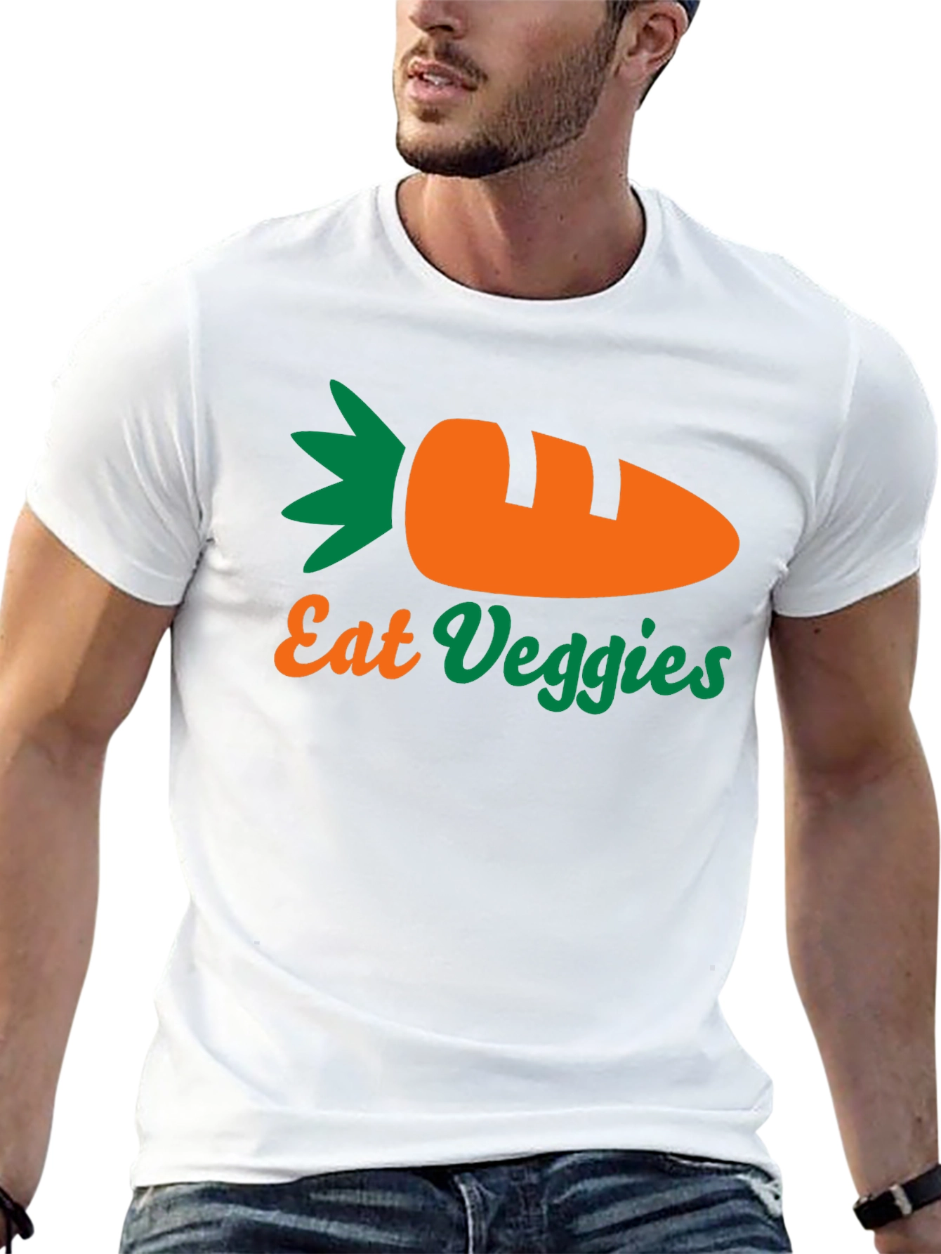 Eat Veggies T-Shirt - Black, Carrot Design - 13