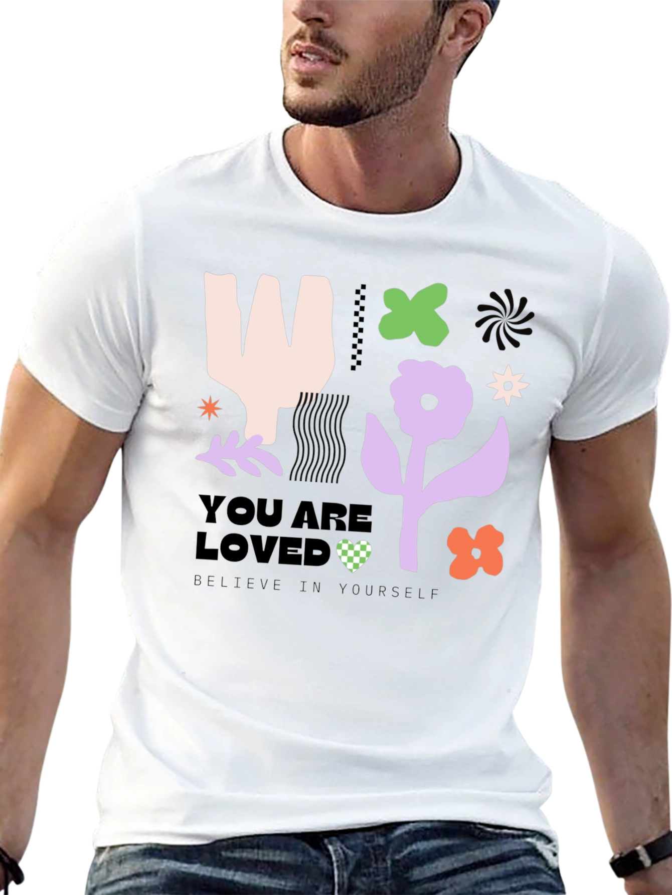 Black You are Loved Graphic Tee - Abstract Design view 13