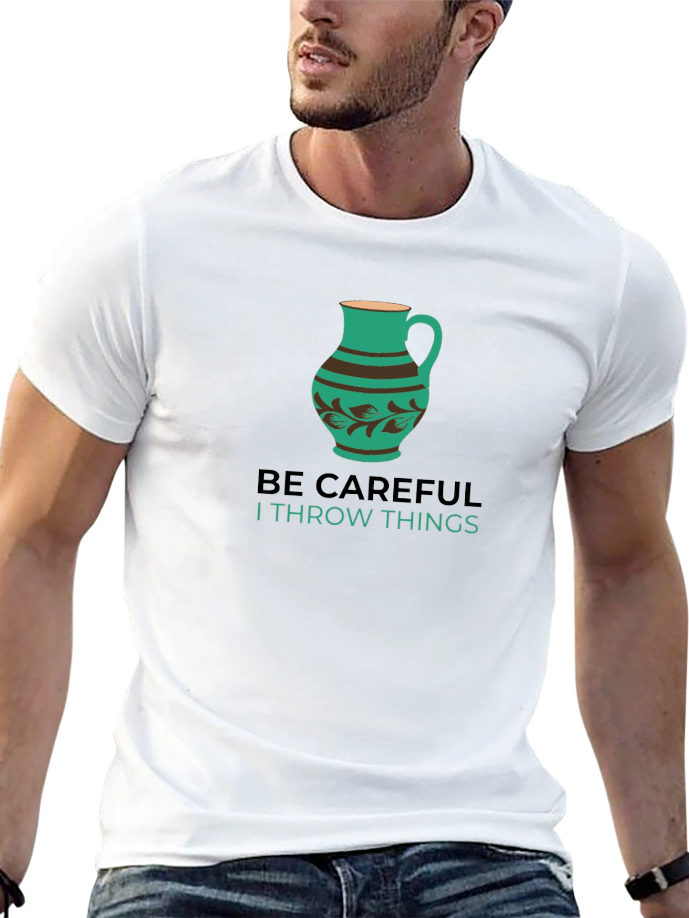 Black Be Careful Throwing Things T-Shirt view 13