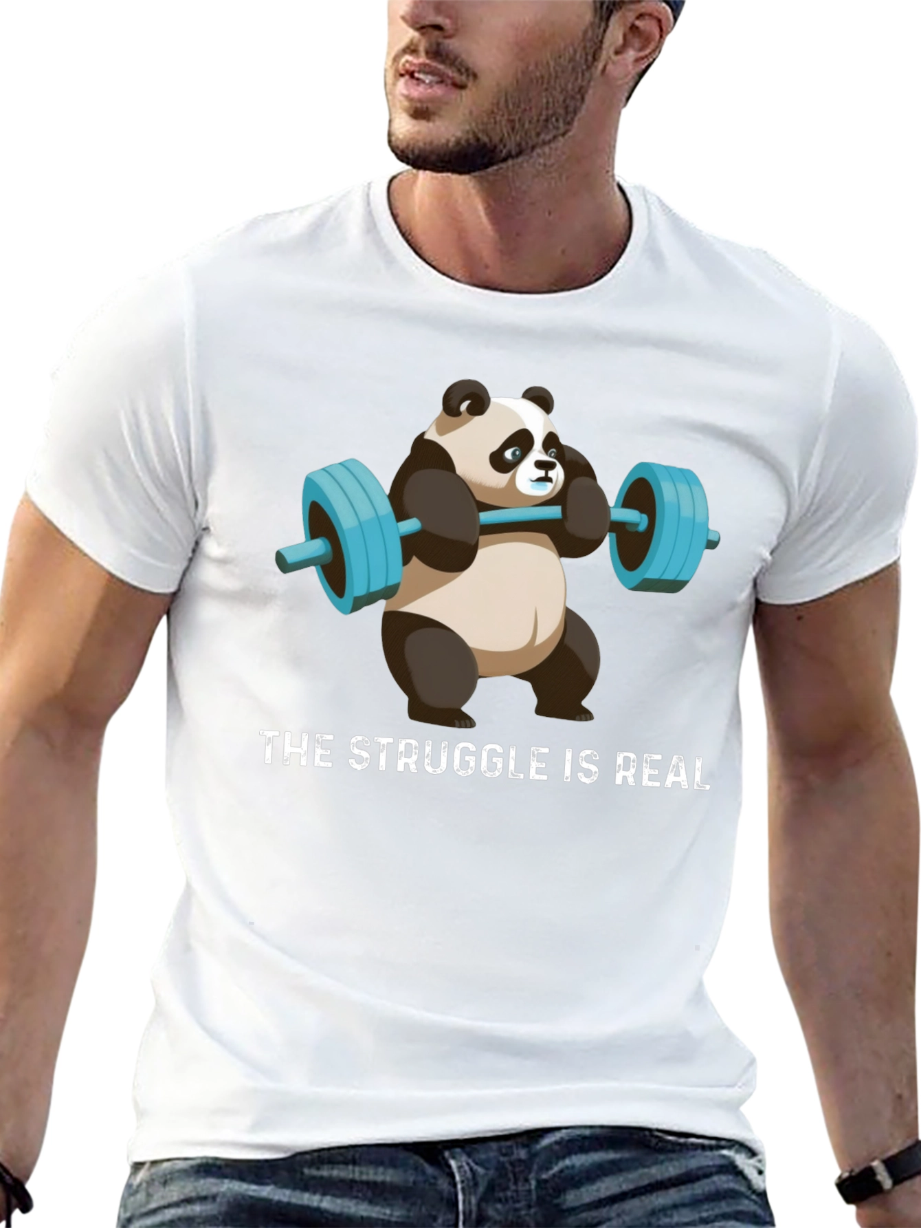 Black Weightlifting Panda T-Shirt - Funny Gym Apparel view 13