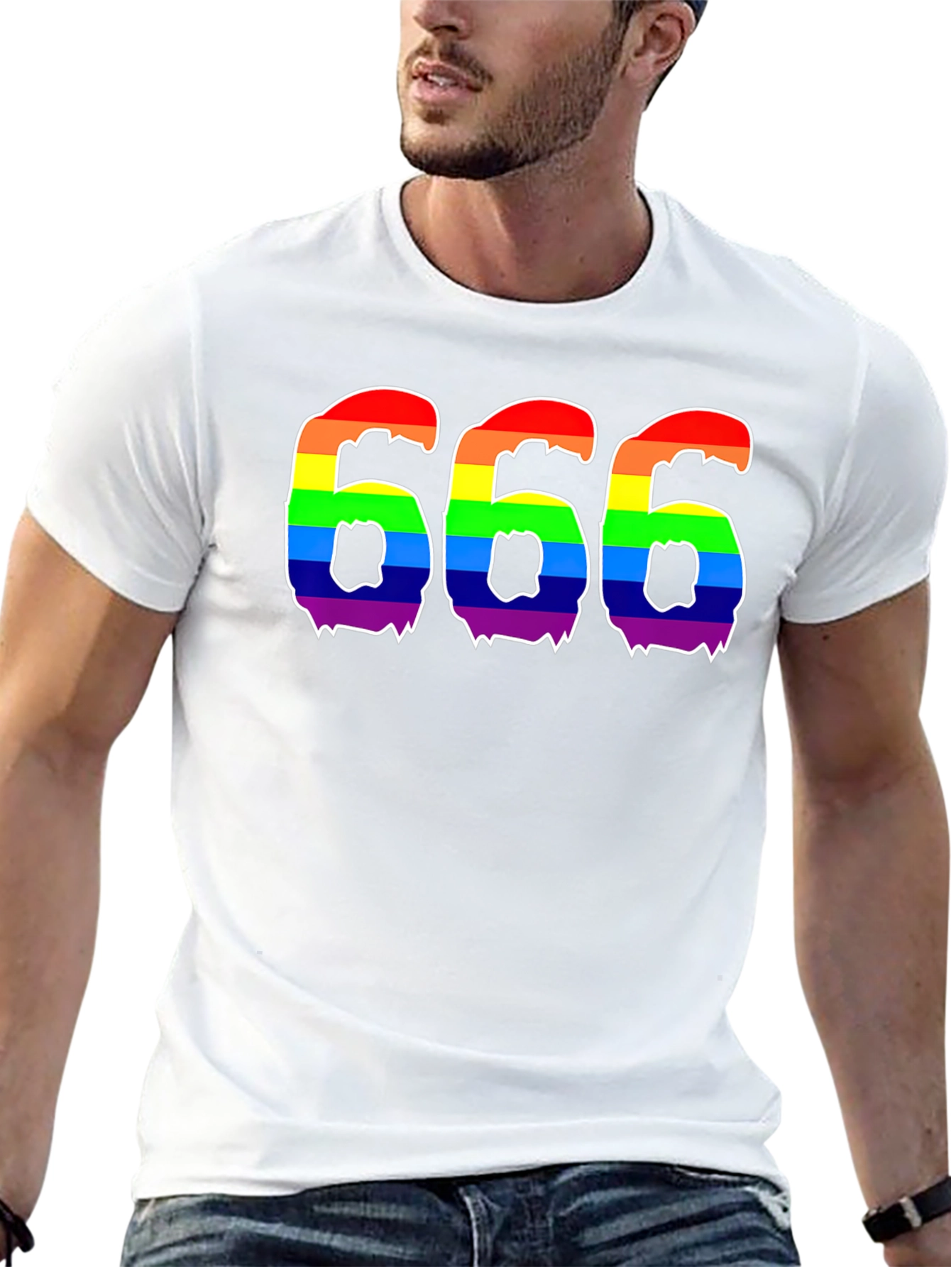 Black Rainbow 666 Graphic T-Shirt - Black Tee view 13