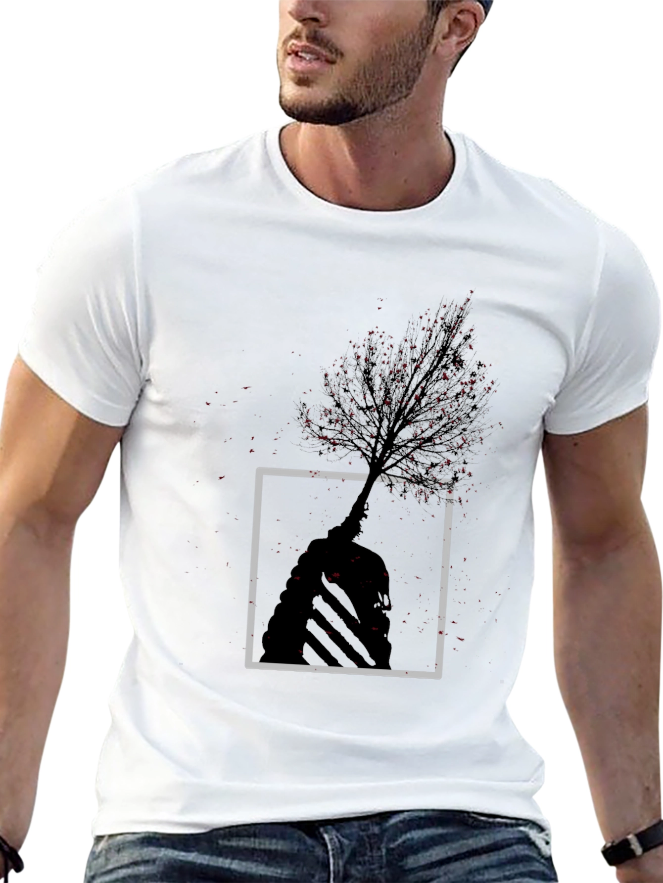 Black Abstract Tree Graphic Tee - Modern Style view 13