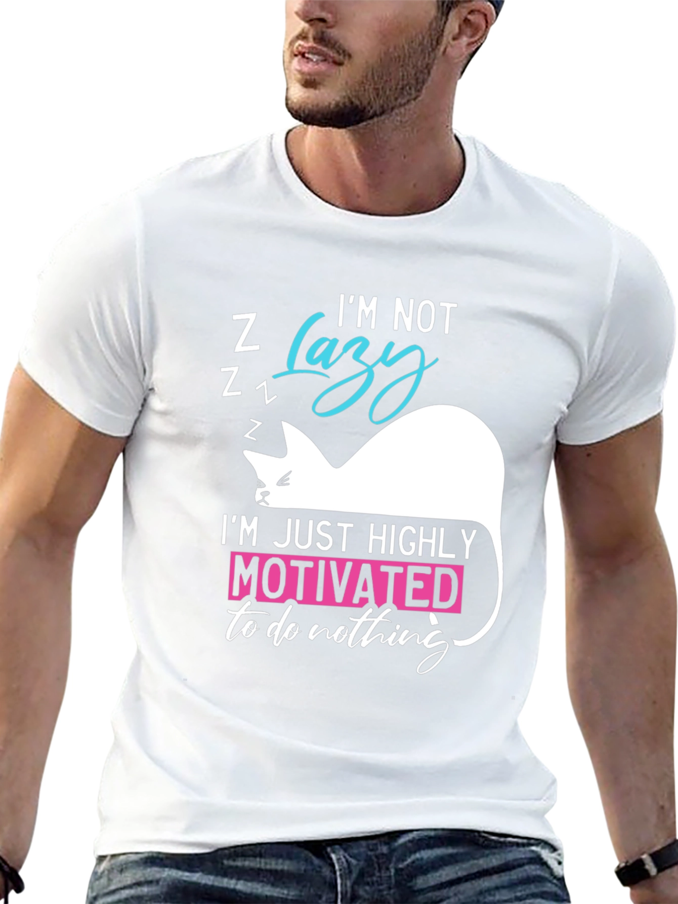 Black Funny Cat Lazy Motivation T-Shirt view 13