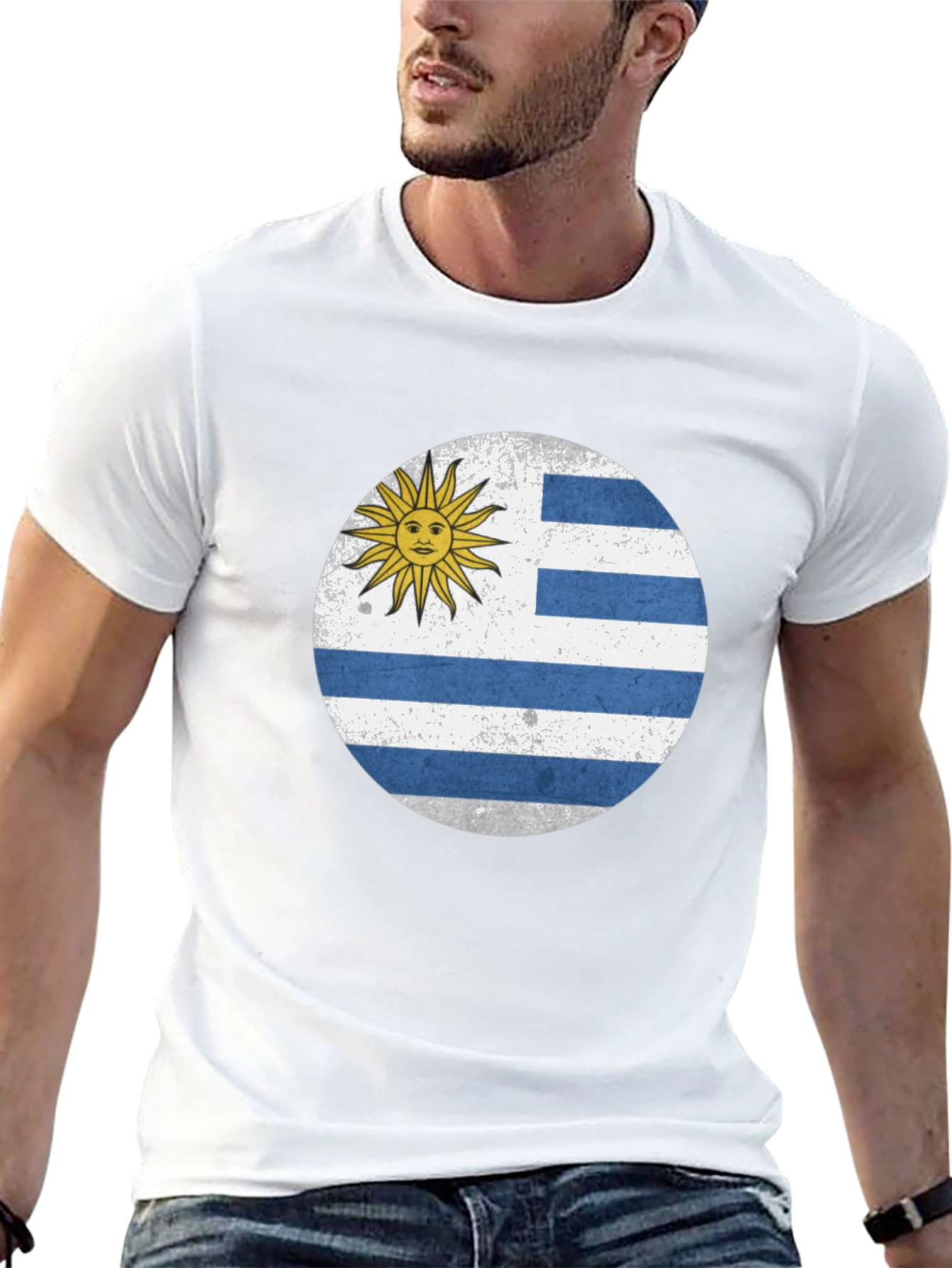 Black Uruguay Flag T-Shirt - Black Graphic Tee view 13