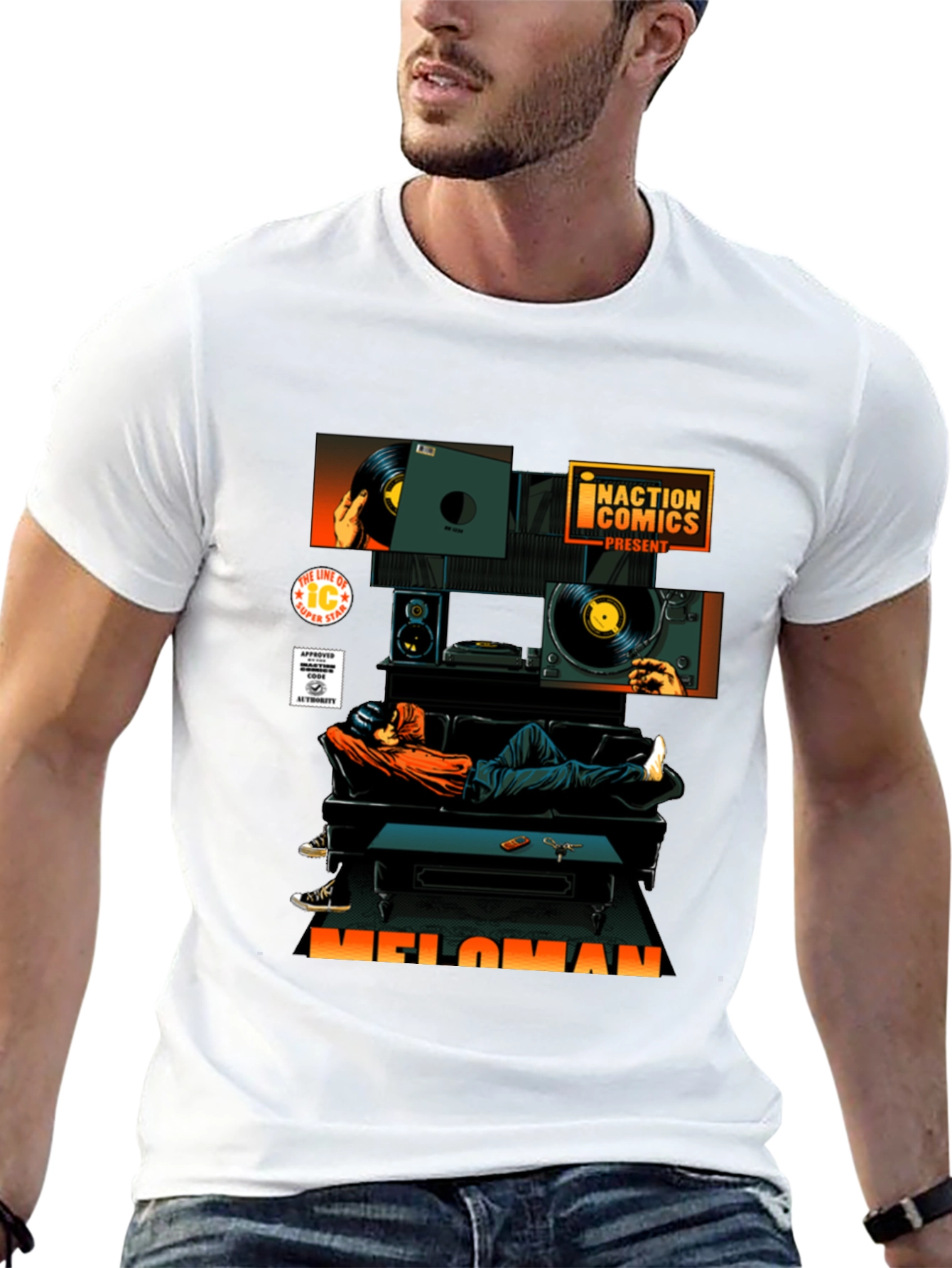 Black Meloman Graphic T-Shirt - Black Cotton Tee view 13