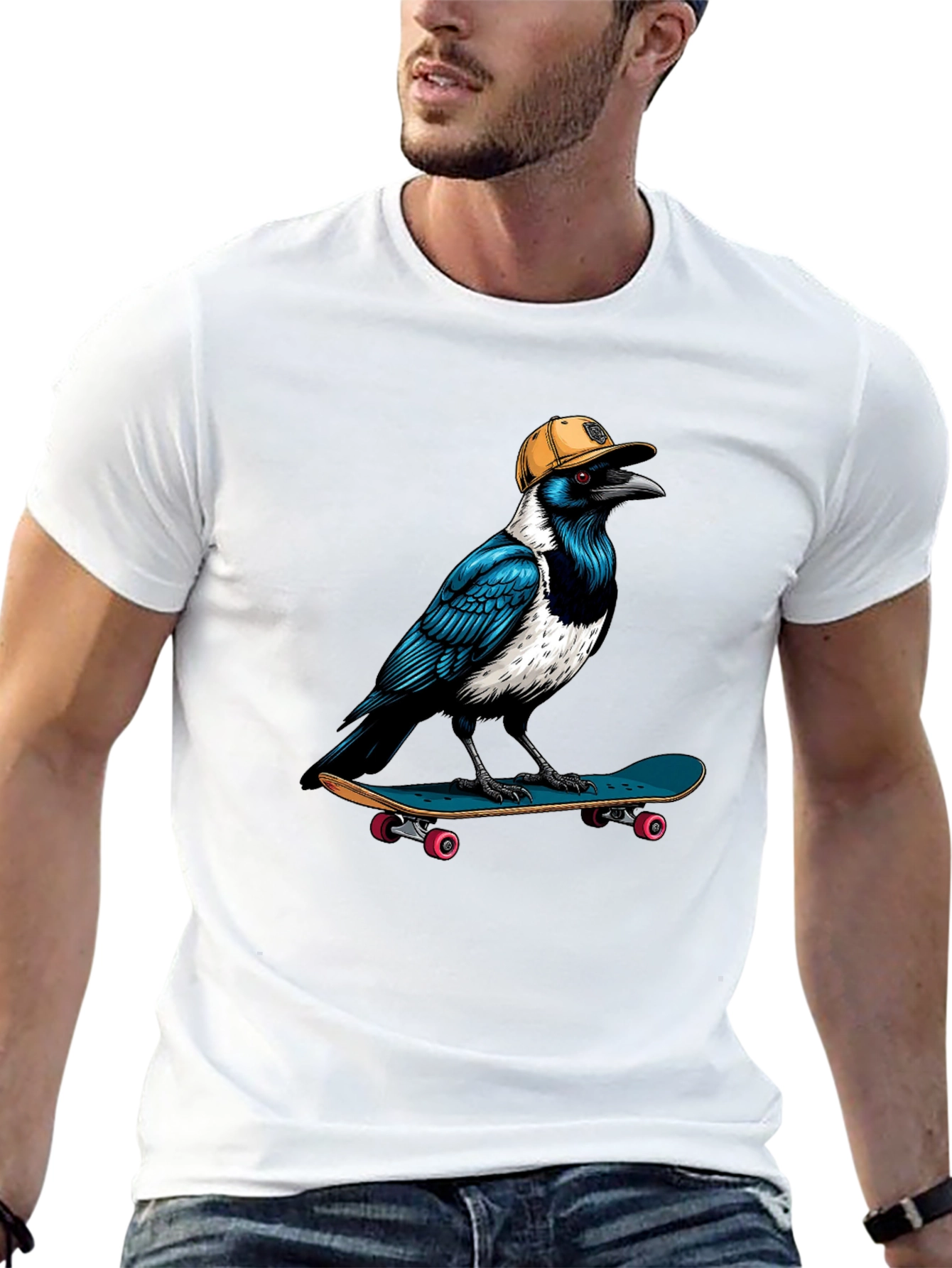 Black Cool Crow Skateboard T-Shirt view 13