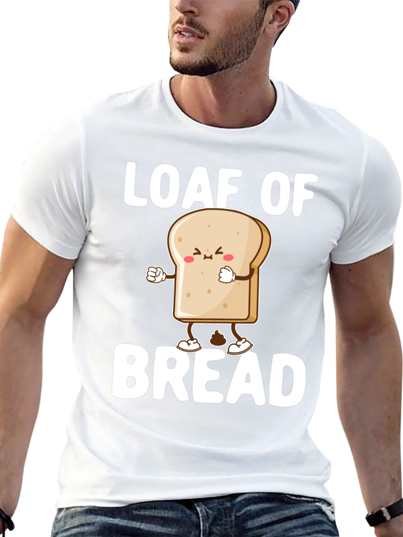 Black Loaf of Bread Graphic Tee - Funny Cartoon Food Shirt view 13