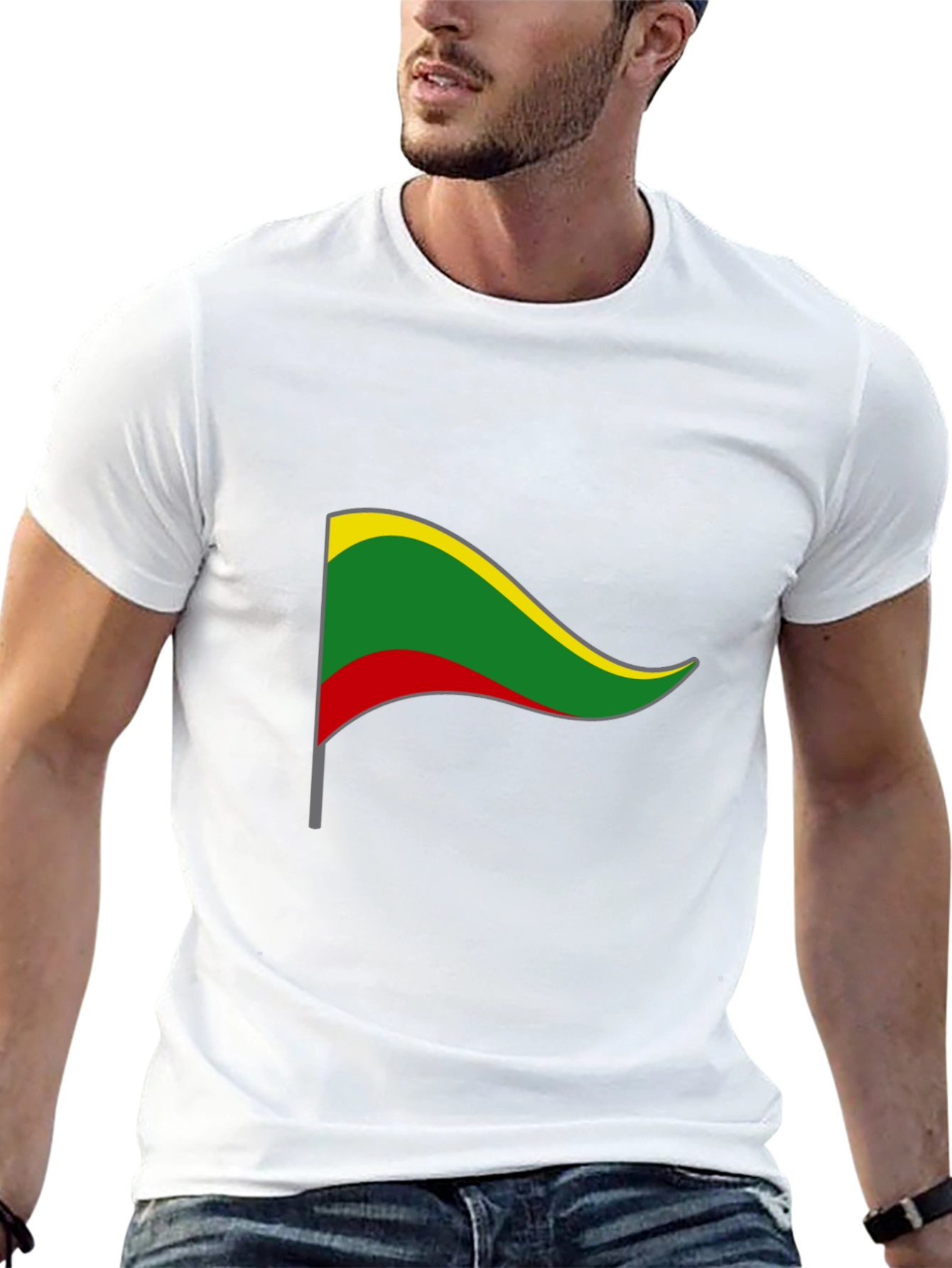 Black Lithuania Flag Graphic Tee - Black Short Sleeve T-Shirt view 13