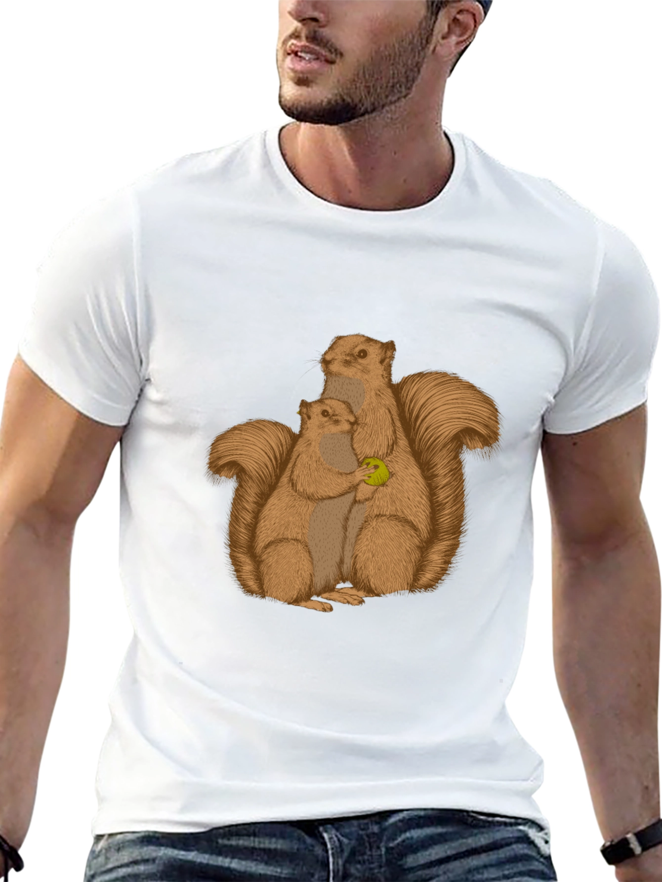 Black Squirrel Family Graphic Tee - Black Cotton Blend view 13