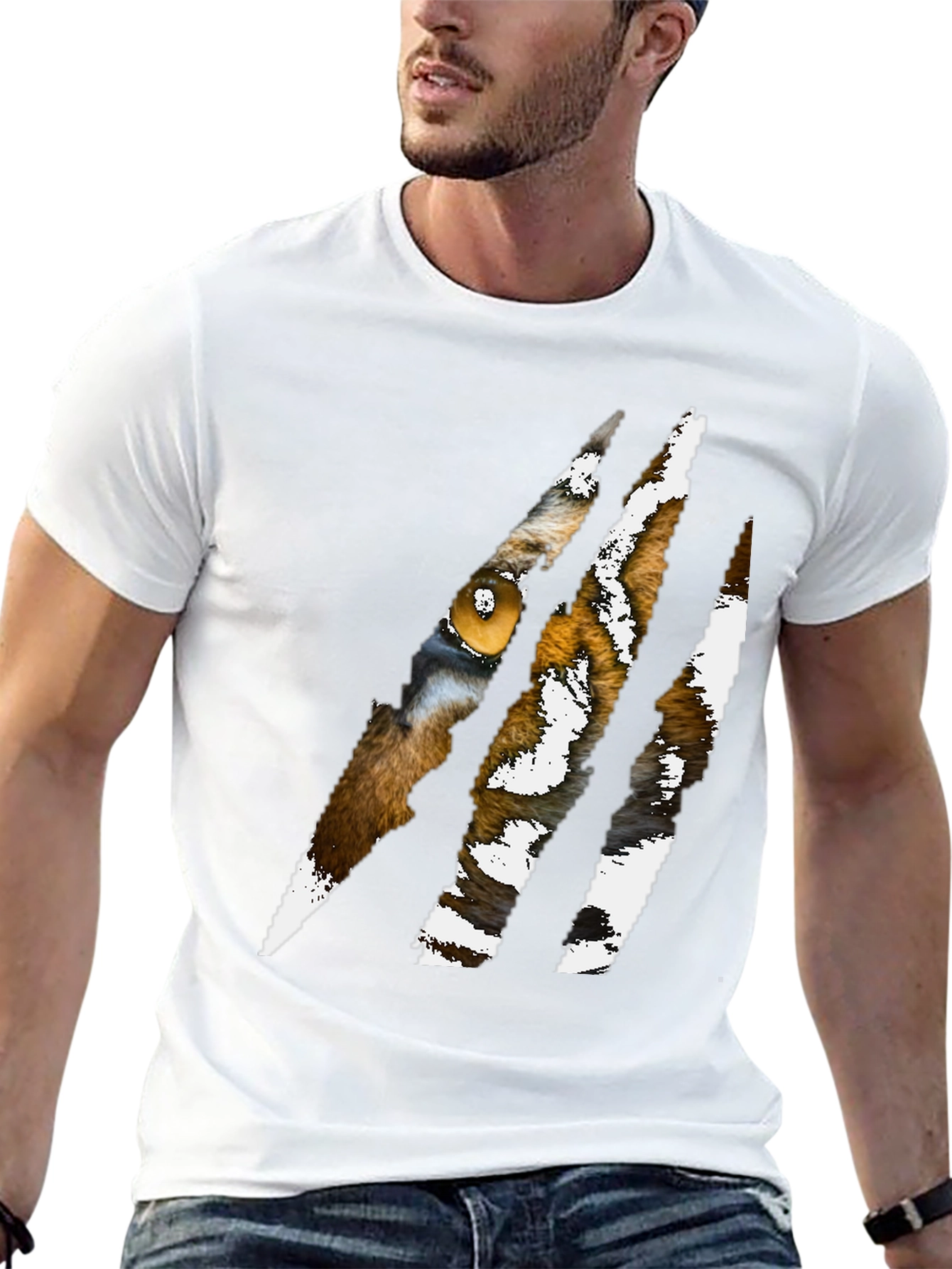 Black Tiger Eye Claw Mark Graphic T-Shirt view 13