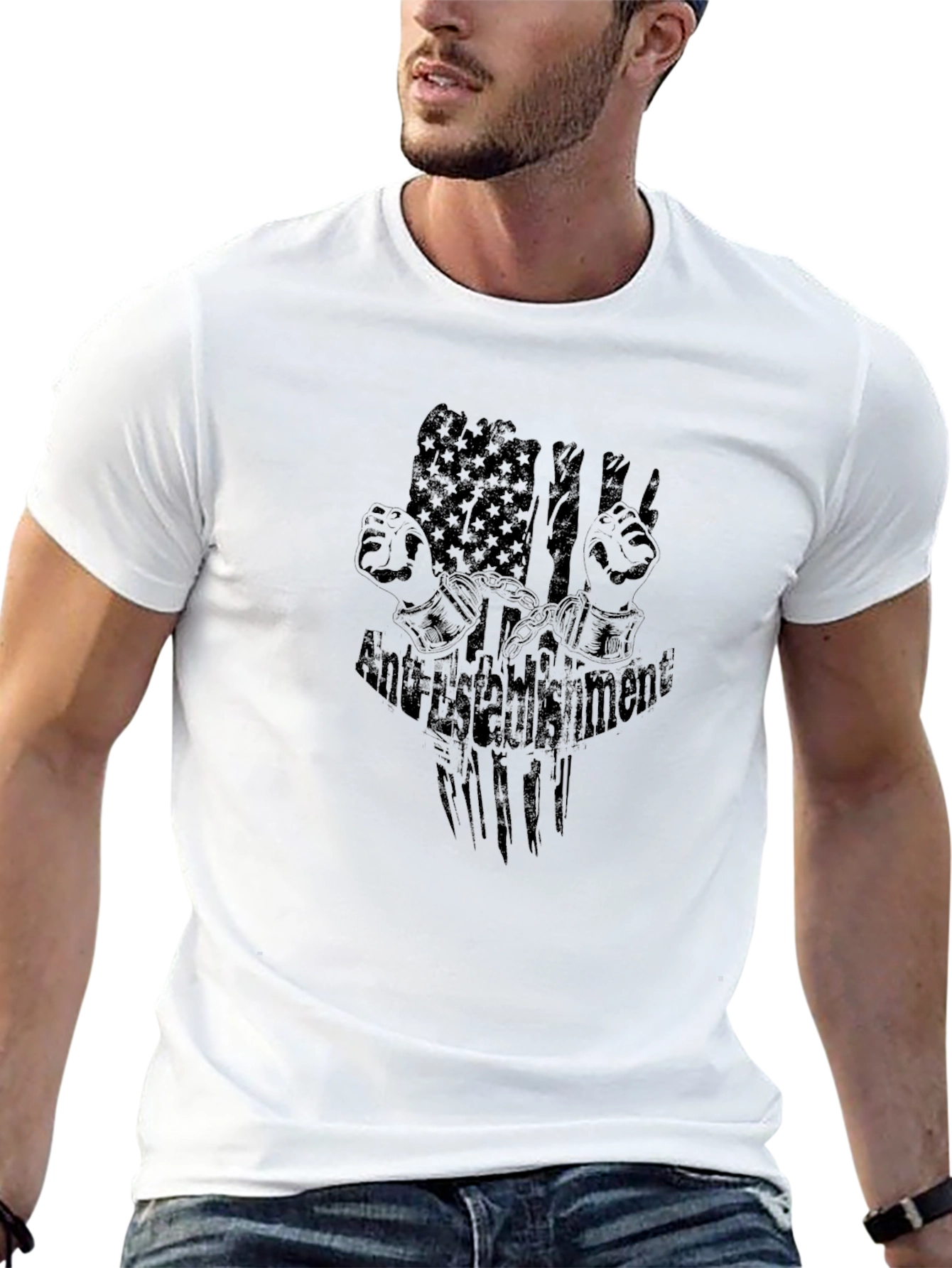 Black Anti-Establishment Graphic Black T-Shirt view 13