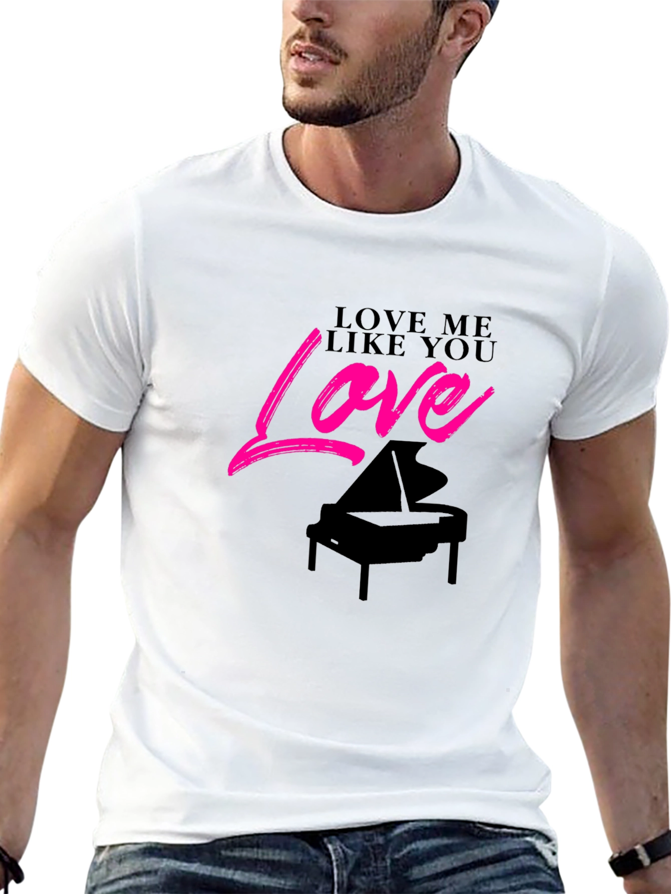 Black Love Me Like You Love Piano Black T-Shirt view 13