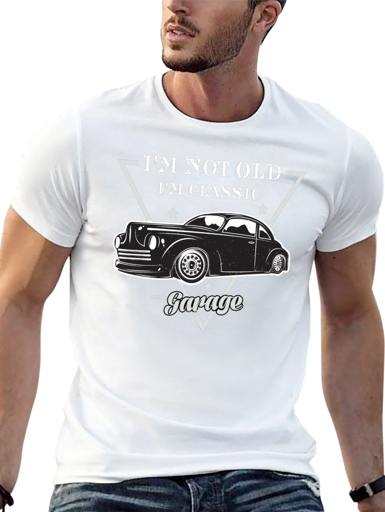 Black Classic Car Garage T-Shirt view 13